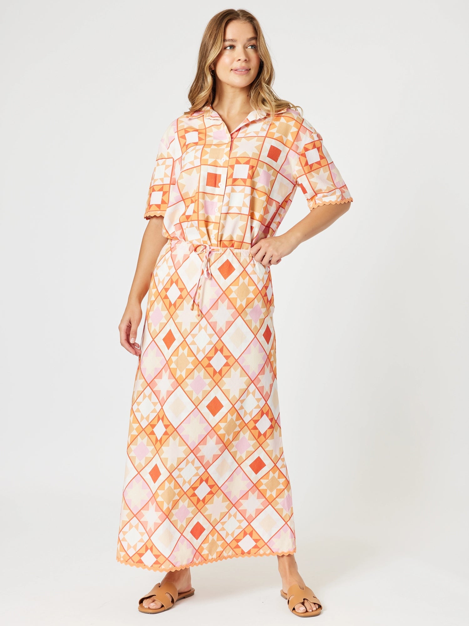 Threadz Corfu Print Shirt - Mango Multi