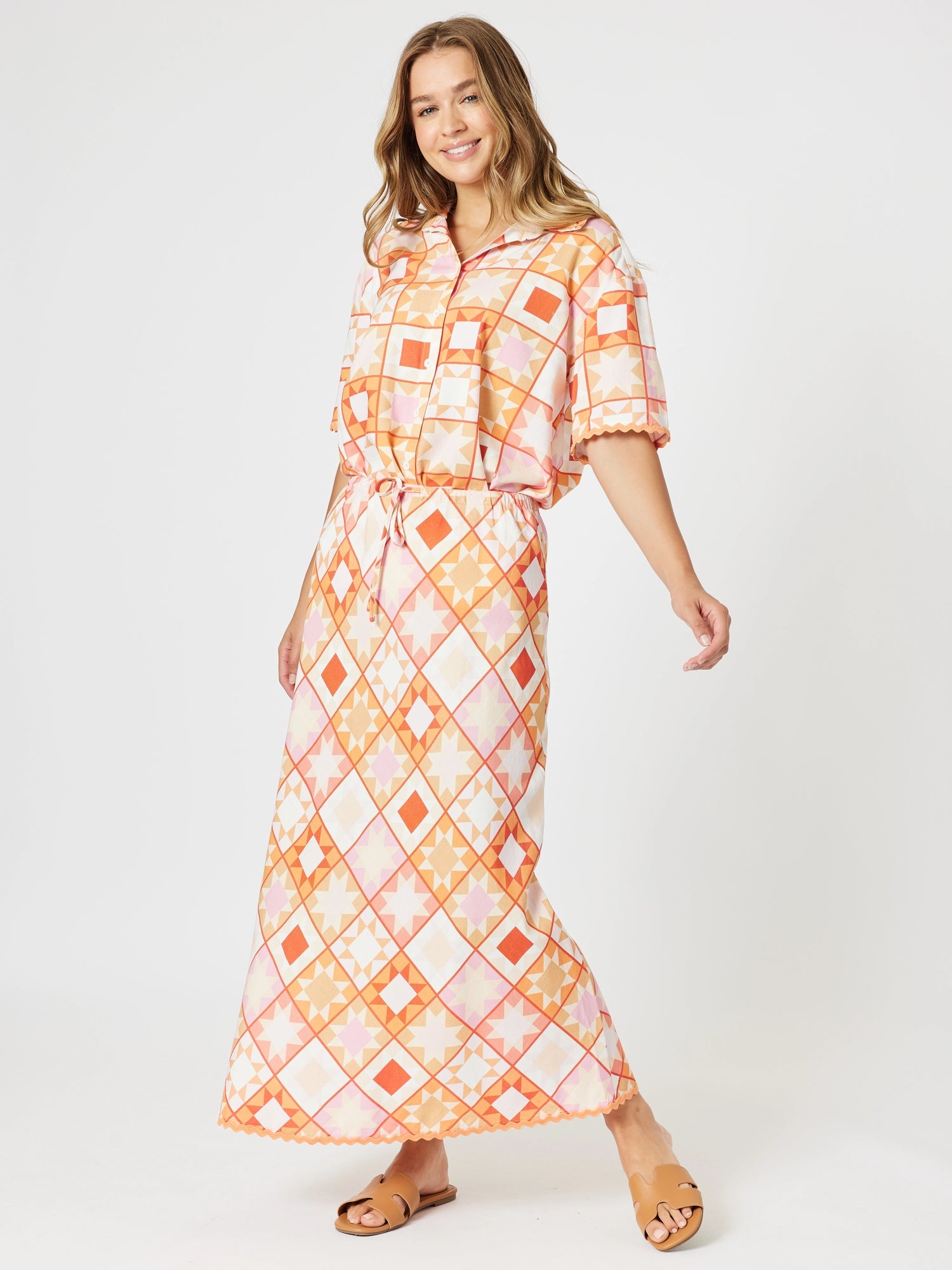 Threadz Corfu Print Shirt - Mango Multi