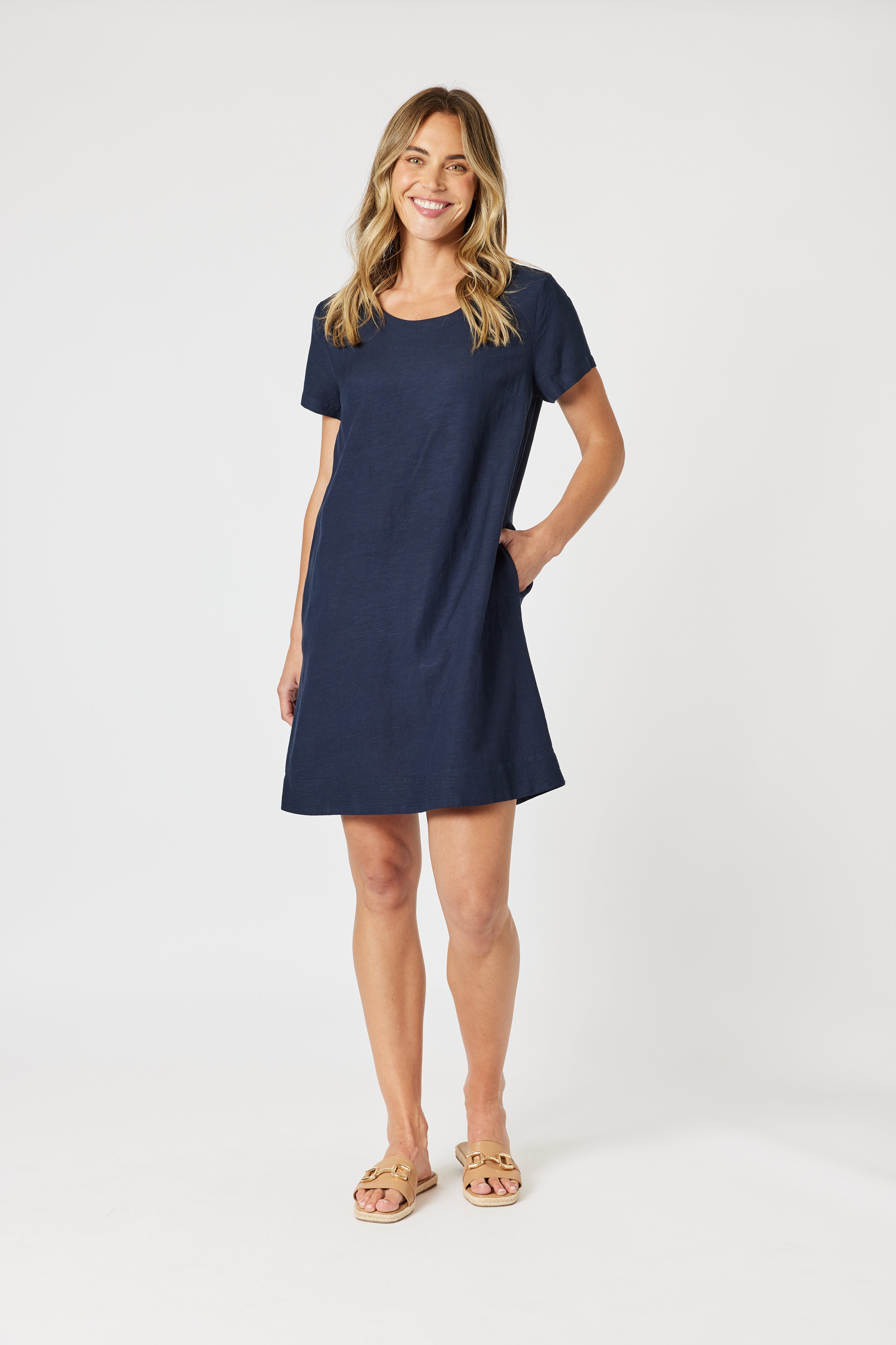 Gordon Smith Lino Stitch Dress - Navy
