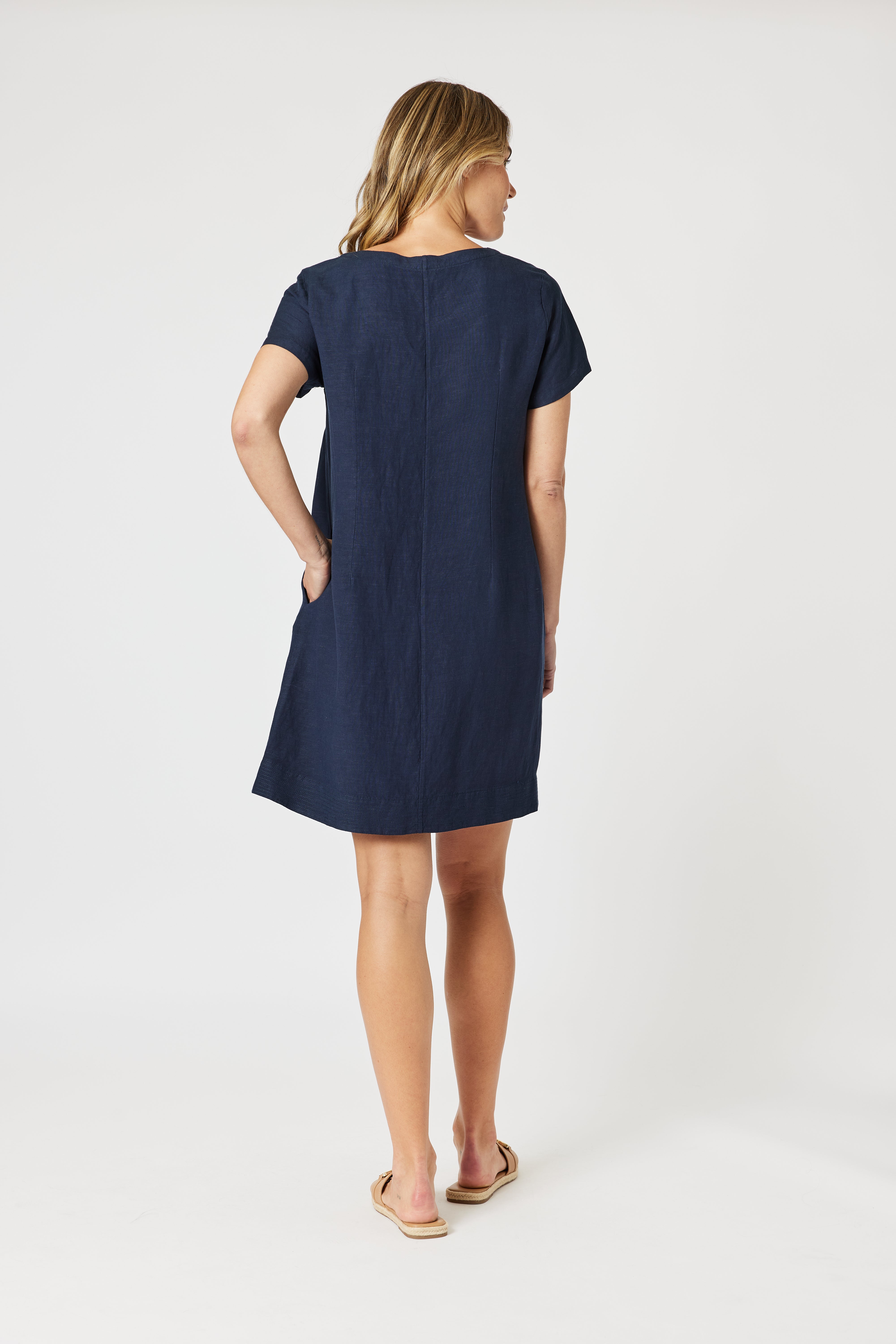Gordon Smith Lino Stitch Dress - Navy