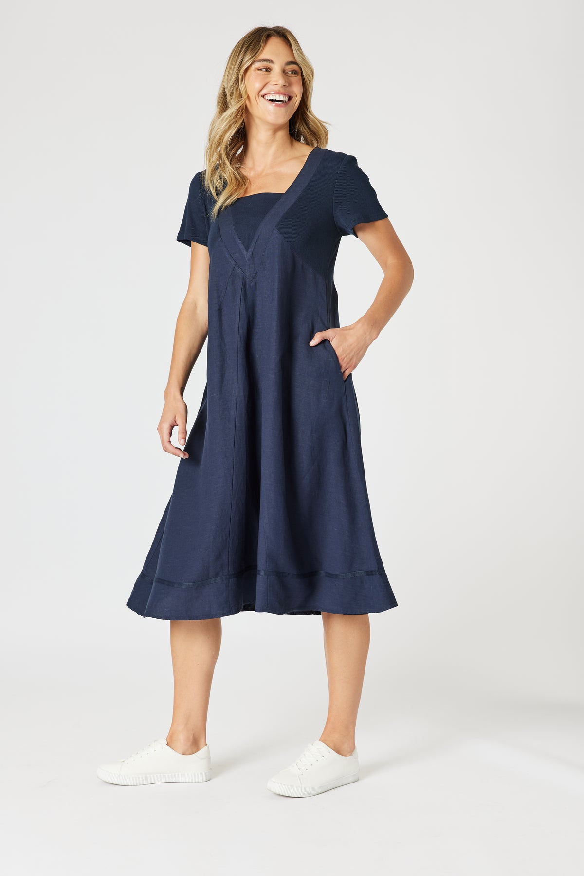 Gordon Smith Lino Le Marais Dress - Navy