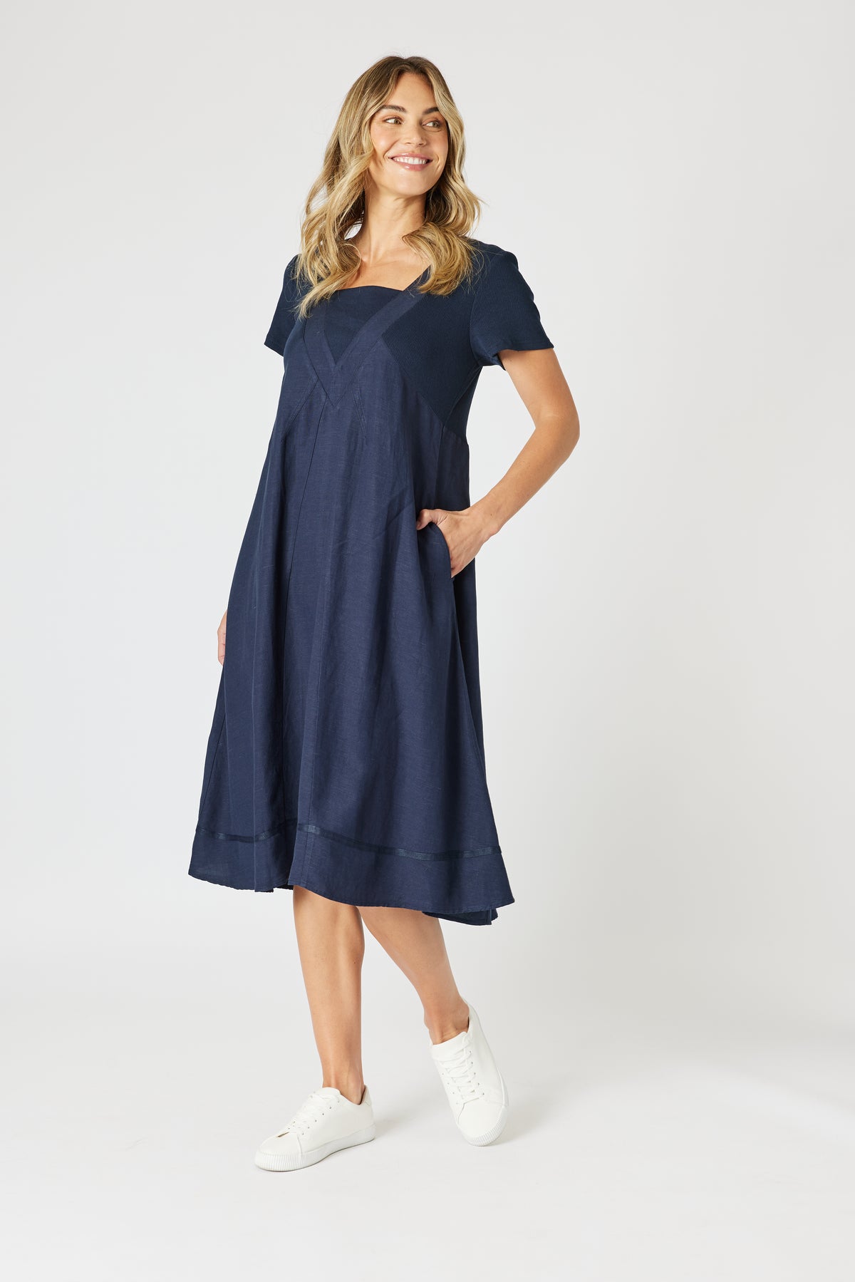 Gordon Smith Lino Le Marais Dress - Navy