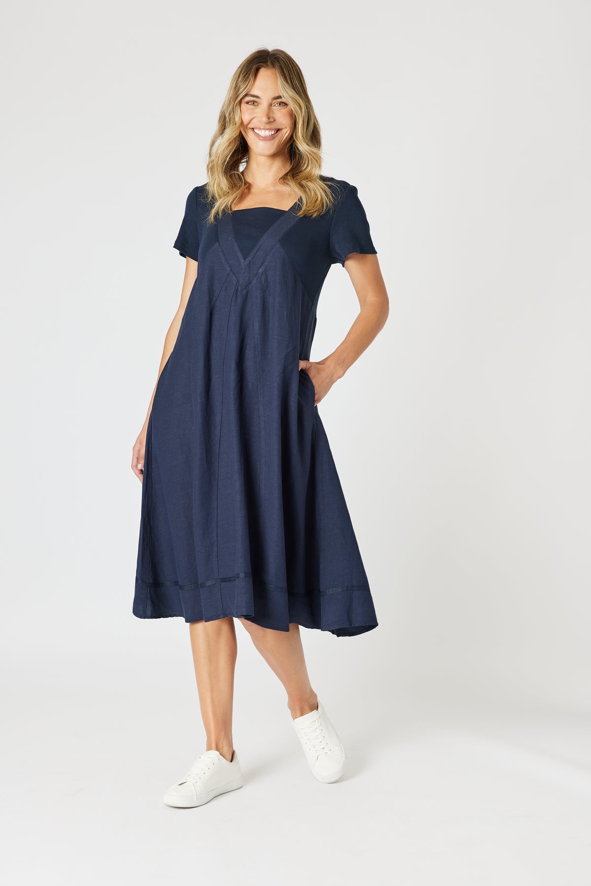 Gordon Smith Lino Le Marais Dress - Navy