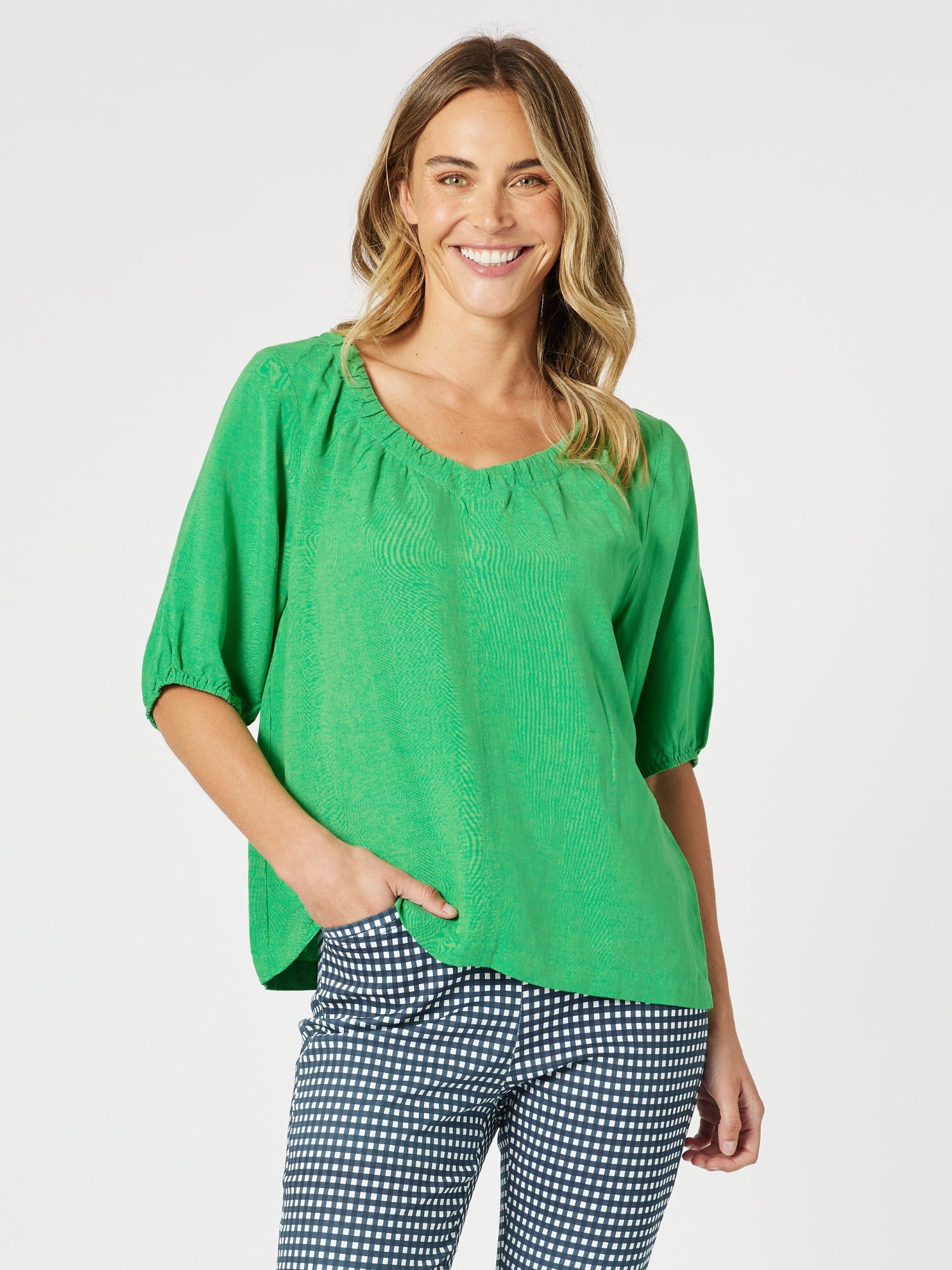 Gordon Smith Lino V-Neck Top - Elm