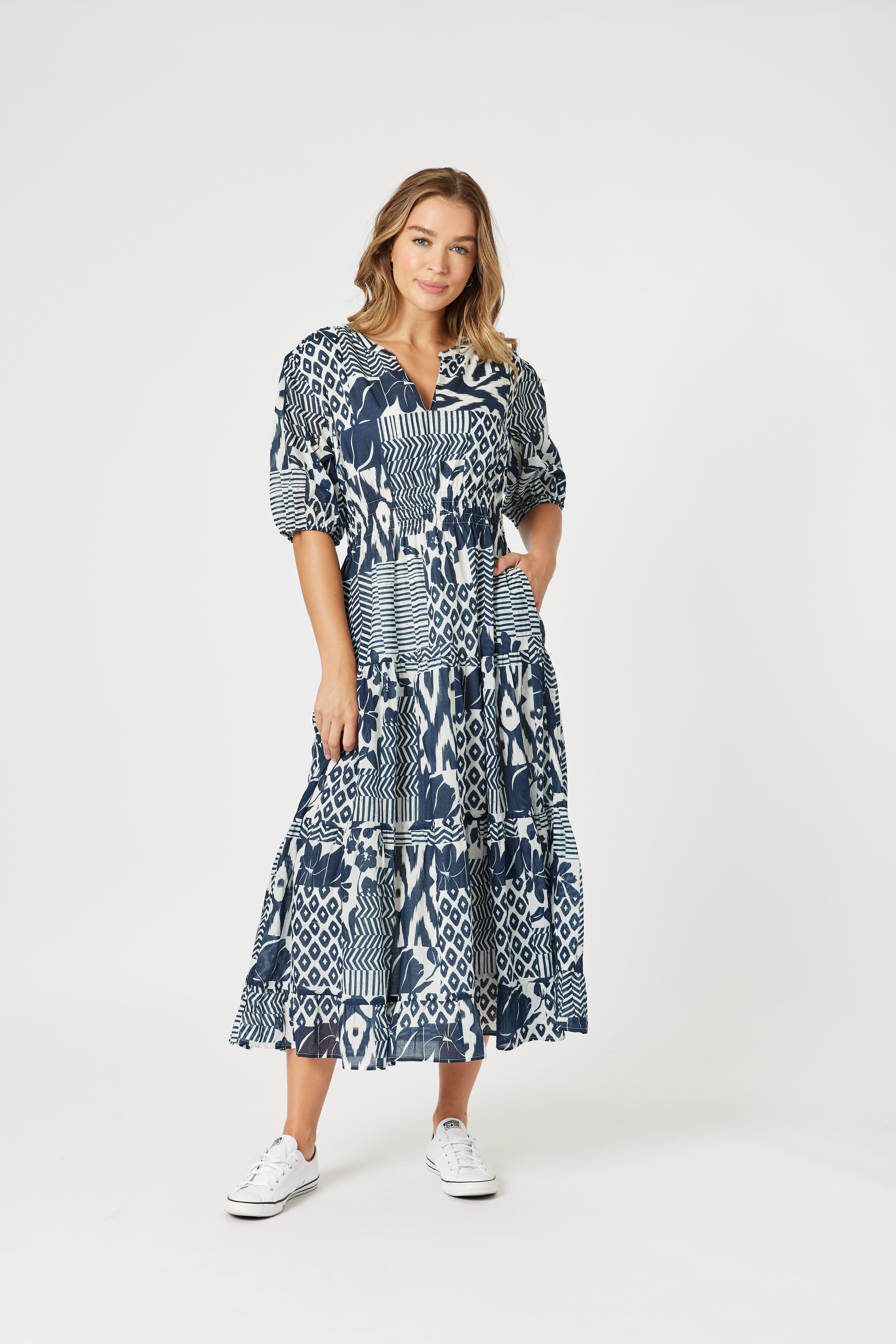 Threadz Calabasas Dress - Navy/White