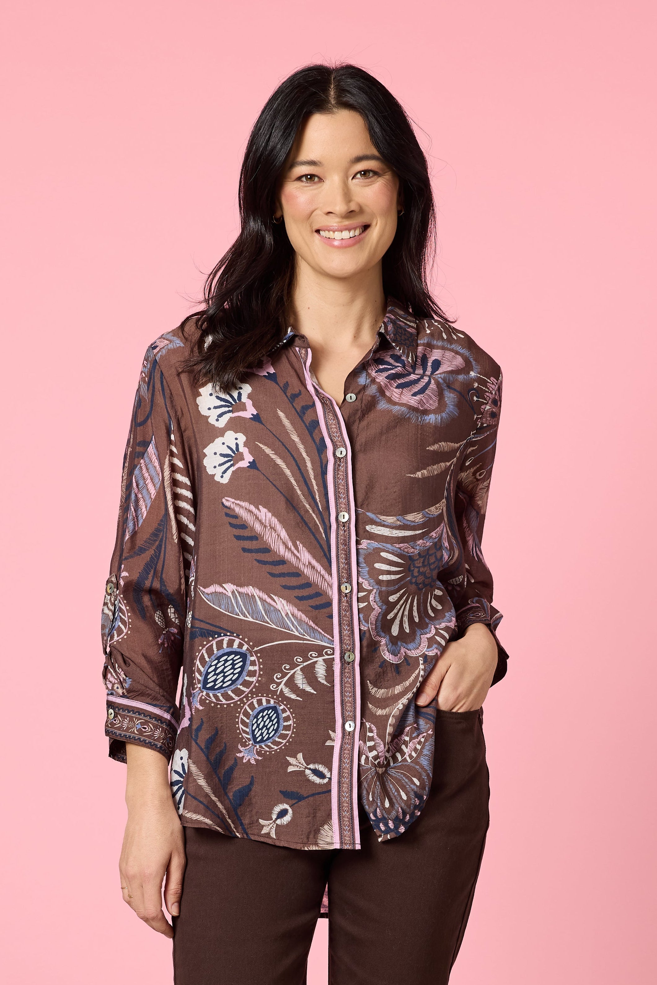 Gordon Smith Montana Print Shirt - Coffee Multi