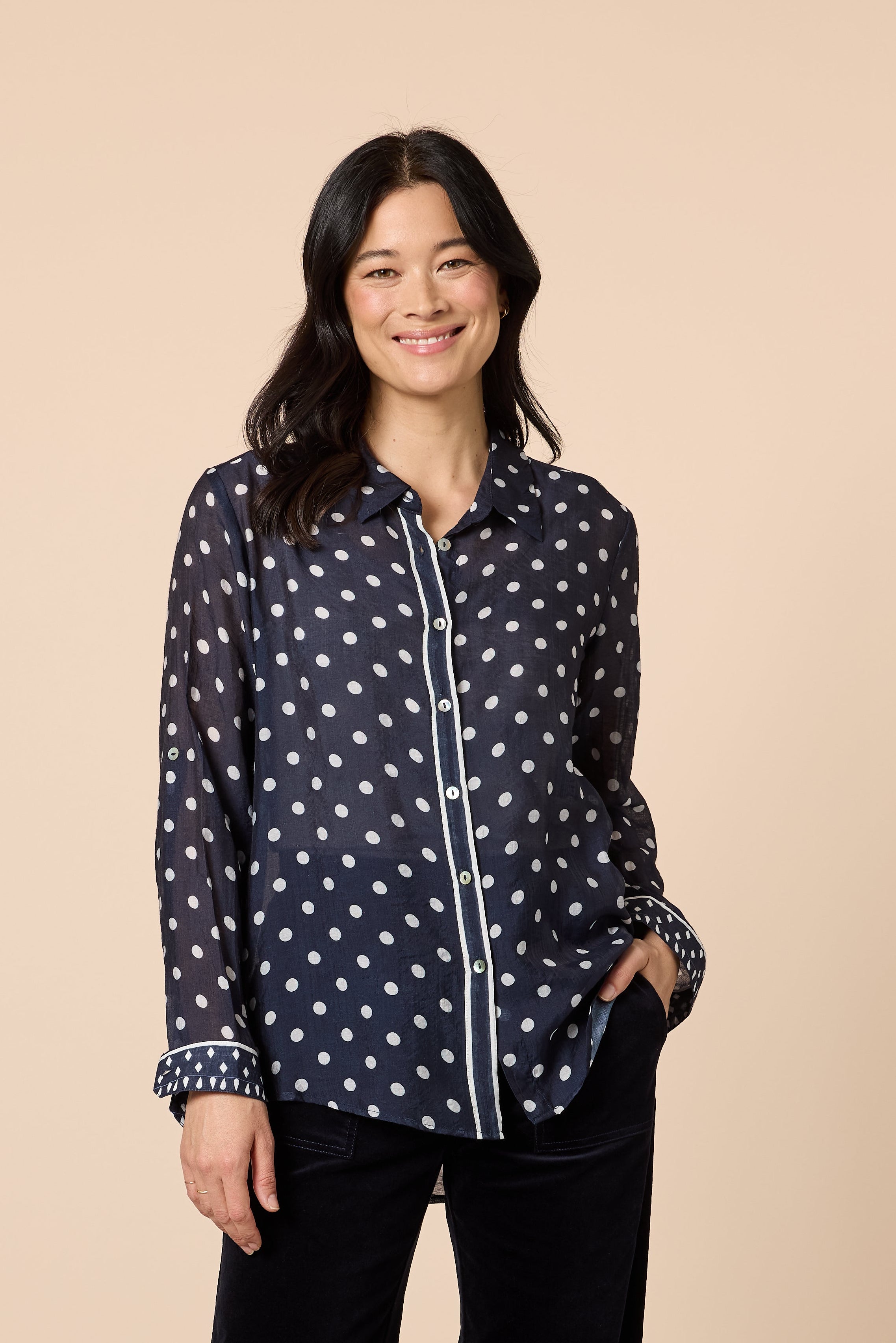 Gordon Smith Aura Spot Shirt - Navy/White