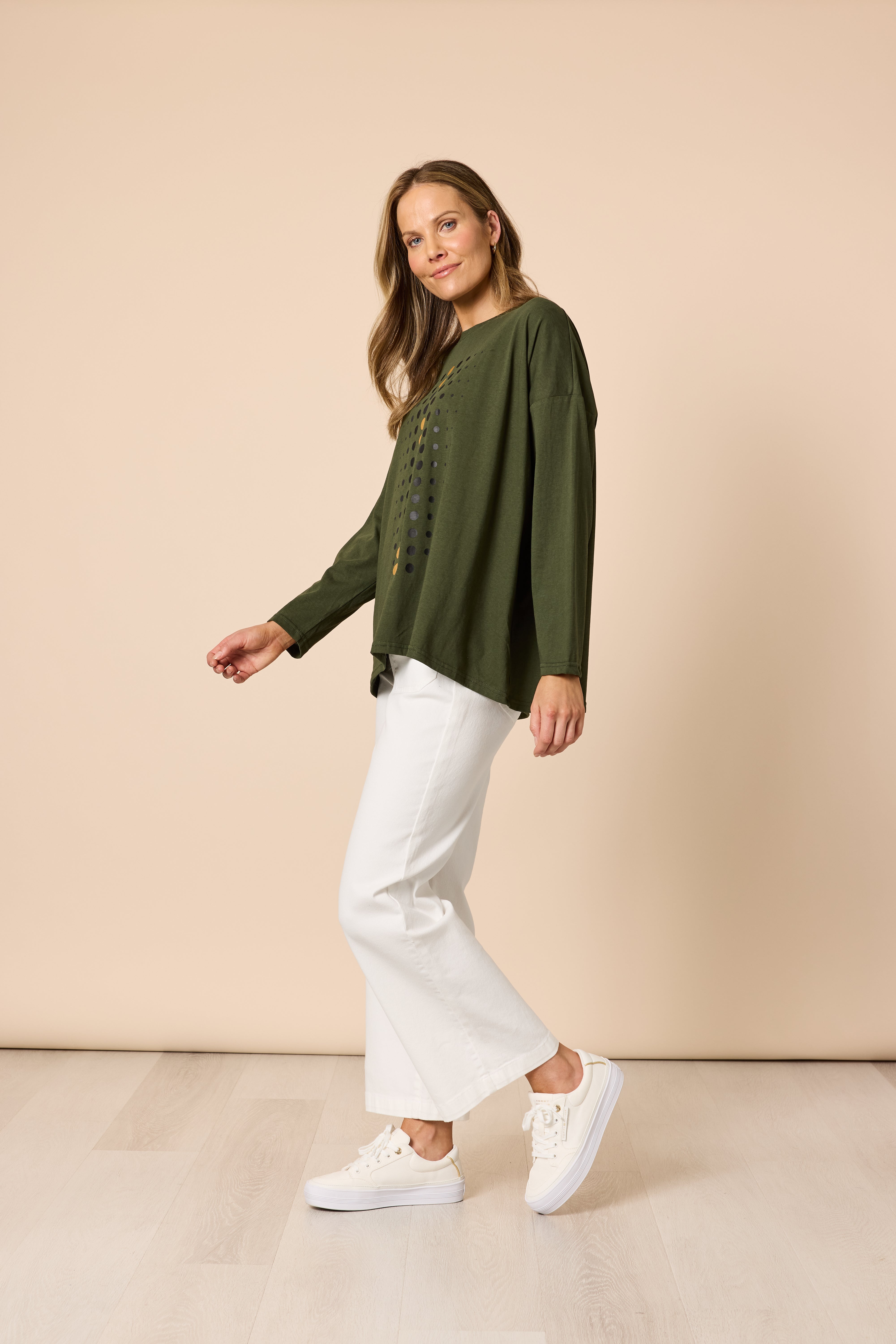 Clarity Elise Spot Top - Khaki