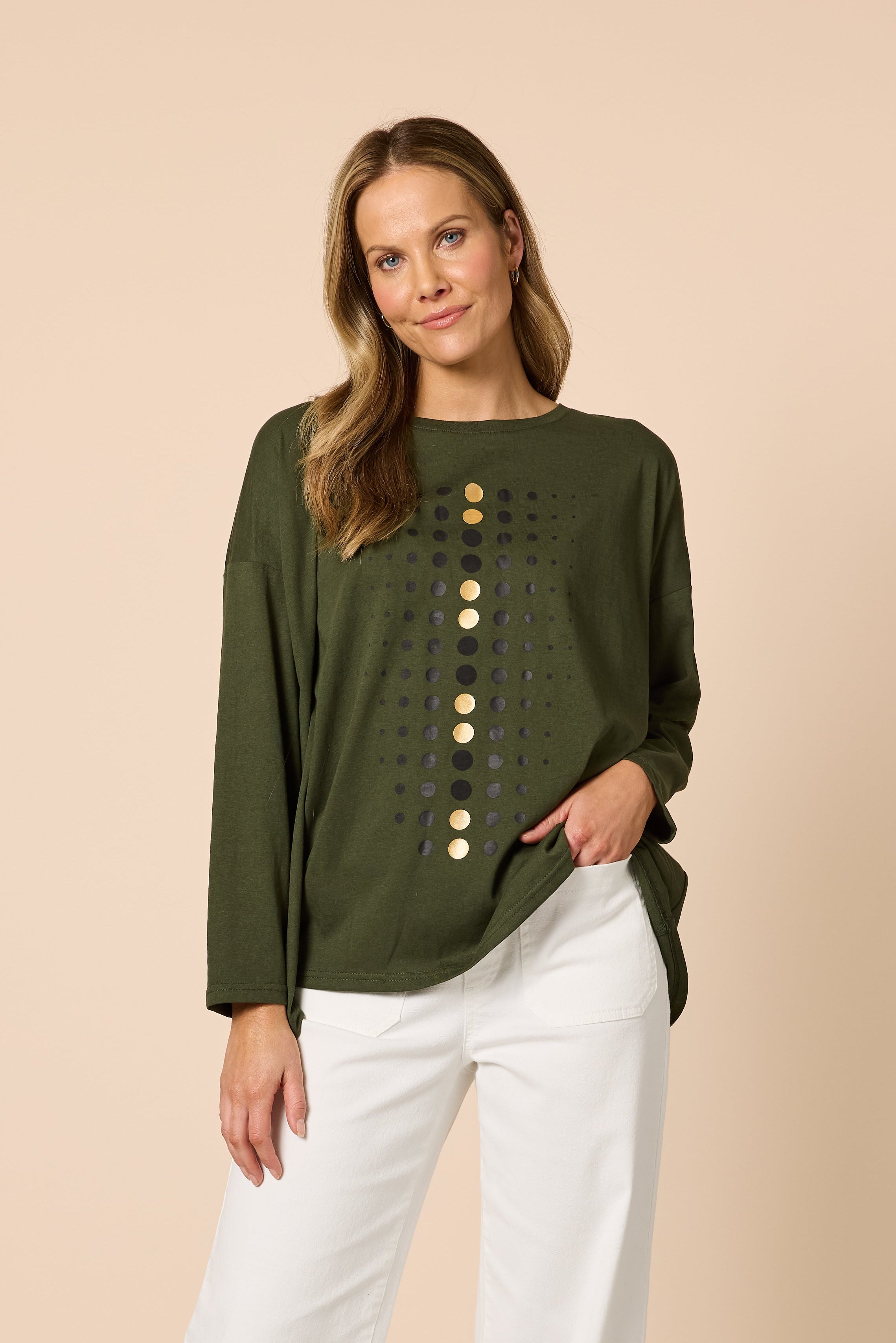 Clarity Elise Spot Top - Khaki