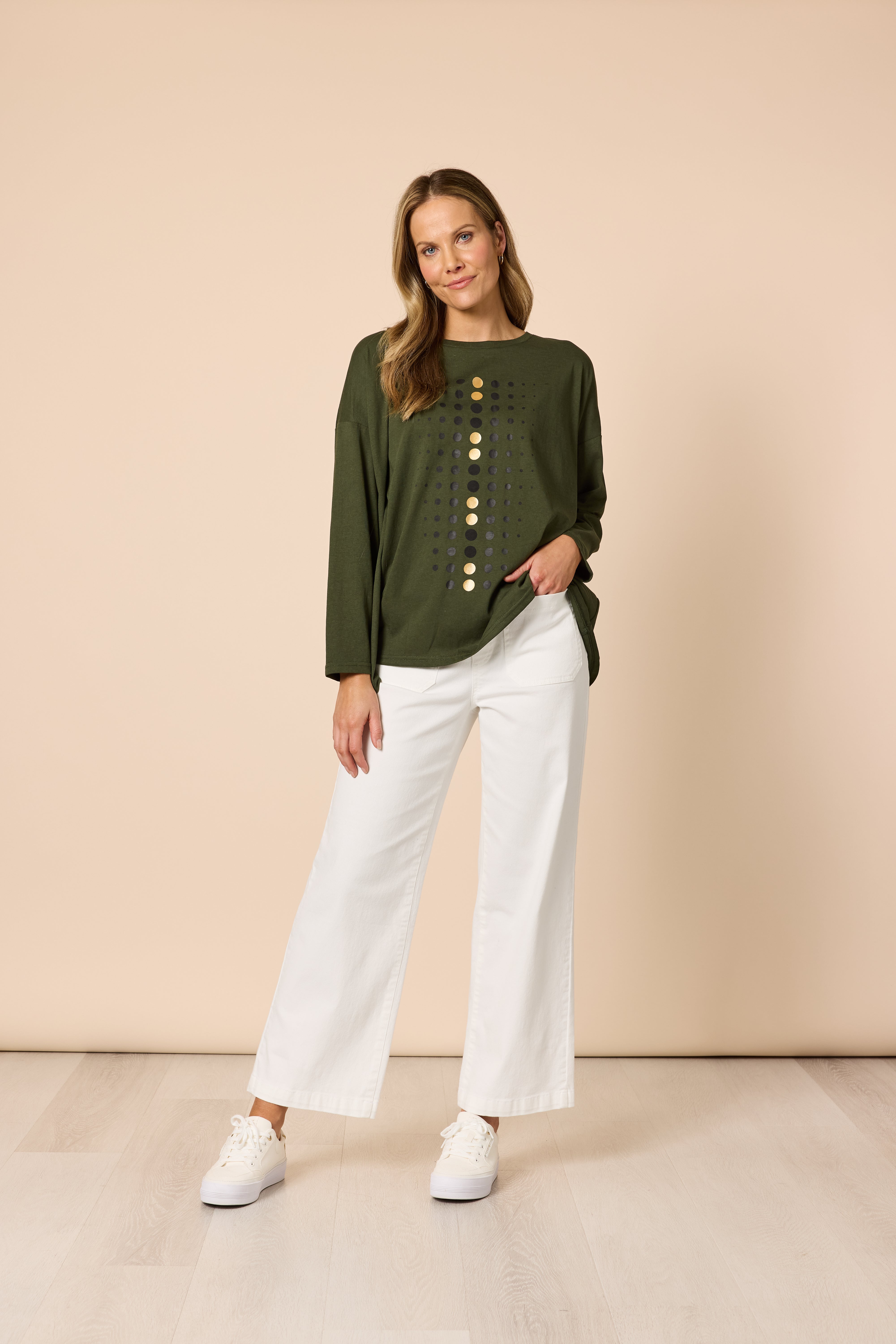 Clarity Elise Spot Top - Khaki