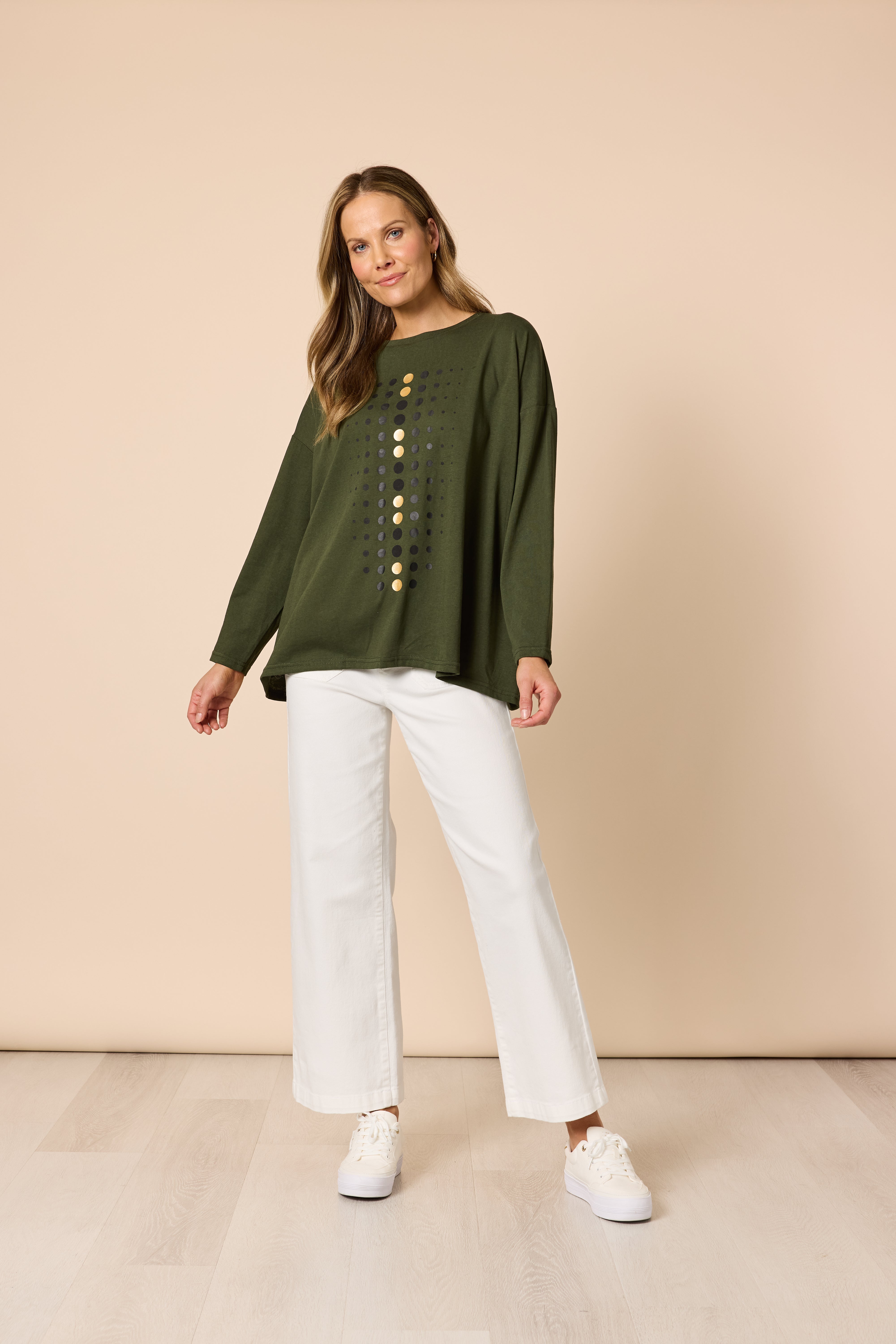 Clarity Elise Spot Top - Khaki