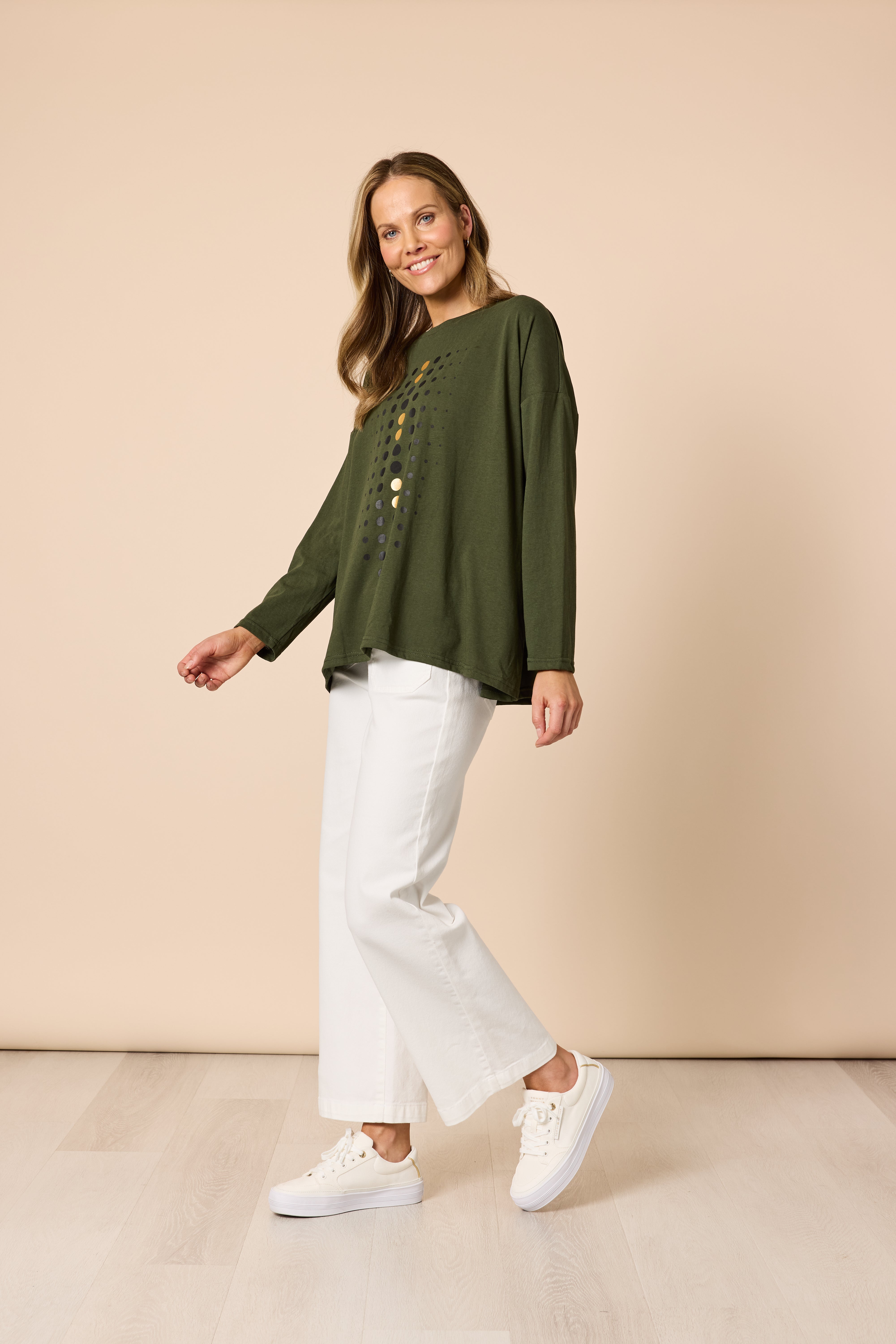 Clarity Elise Spot Top - Khaki