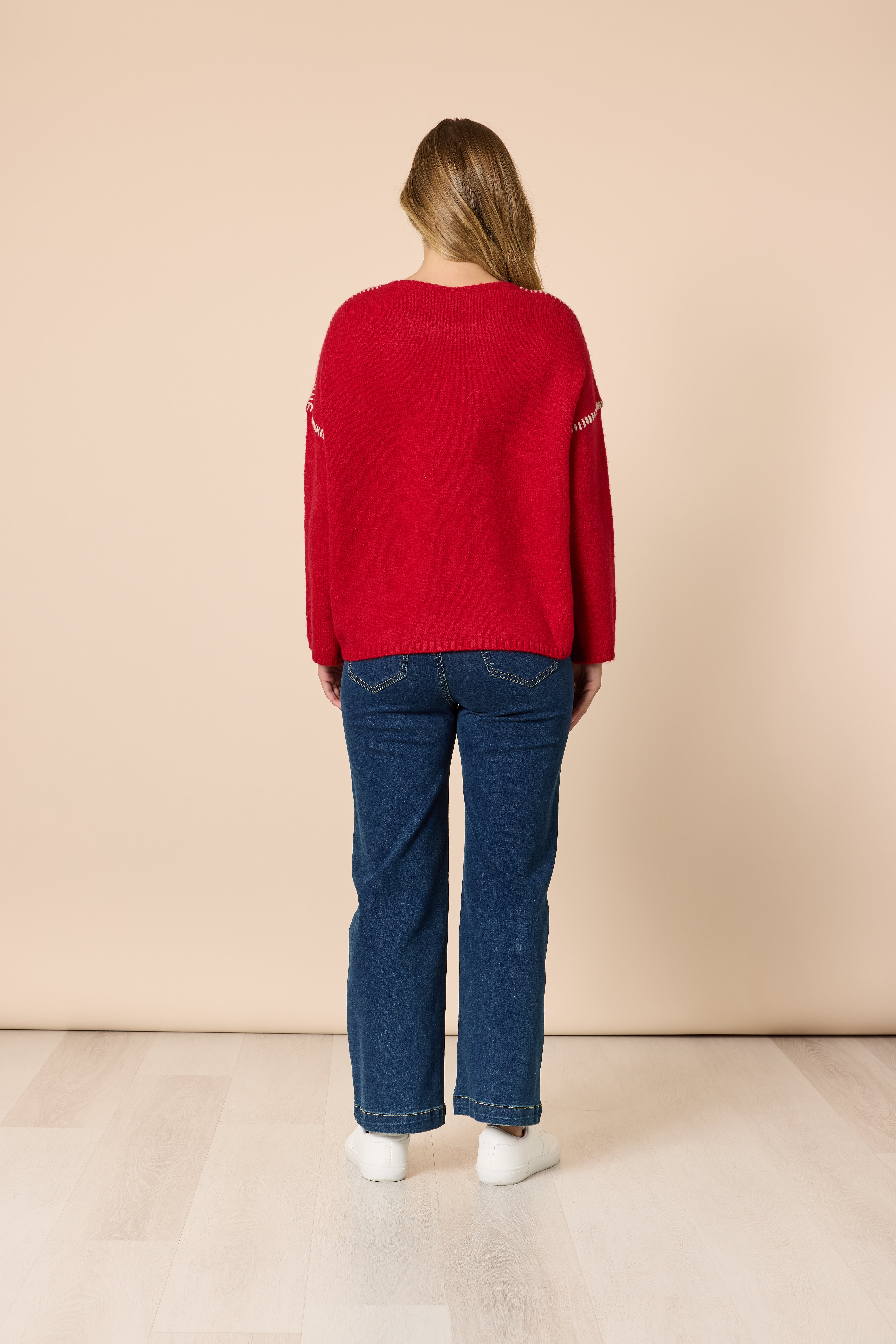 Threadz Rouge Stitch Knit - Red