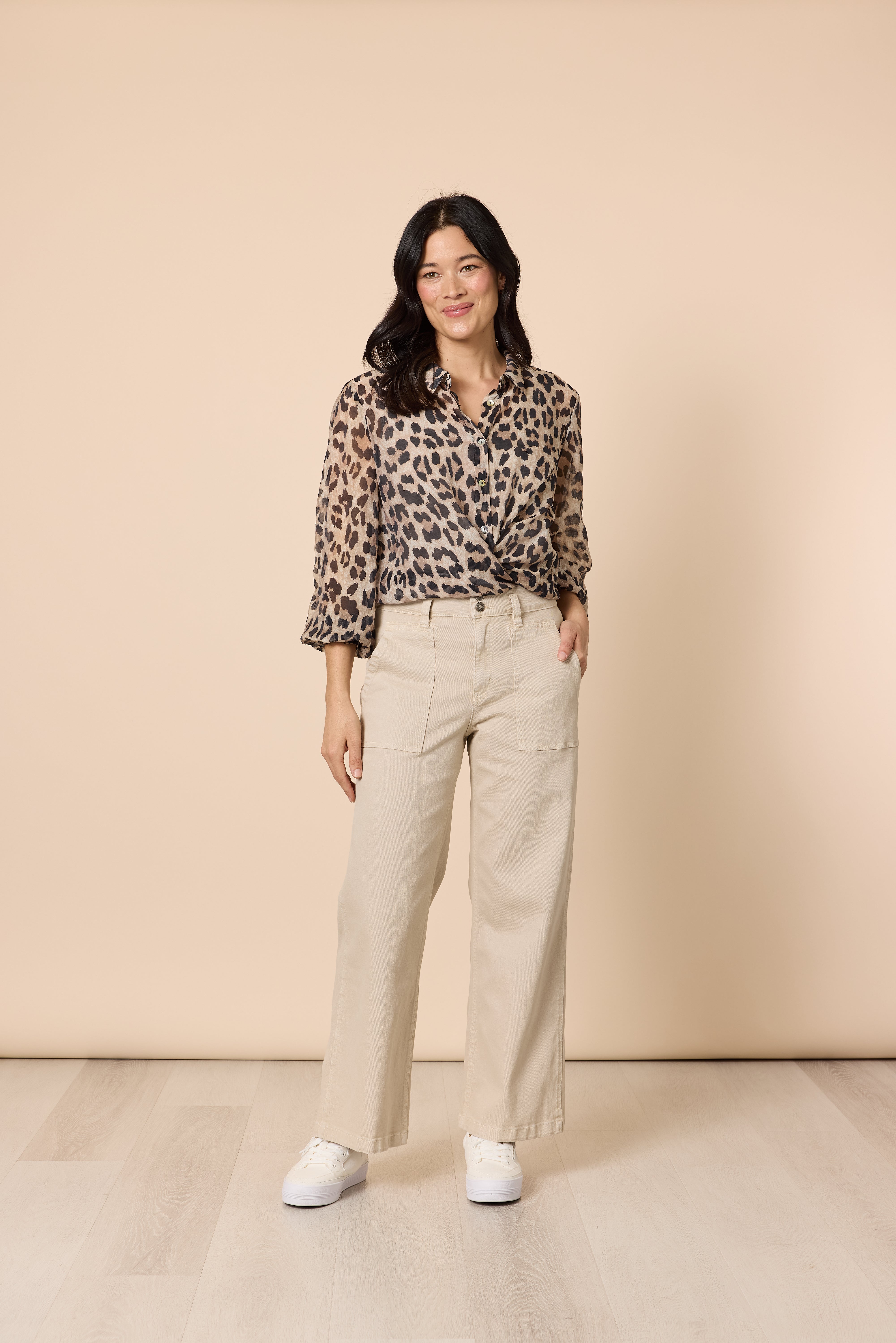 Gordon Smith Hudson High Rise Wide Leg Jean - Natural