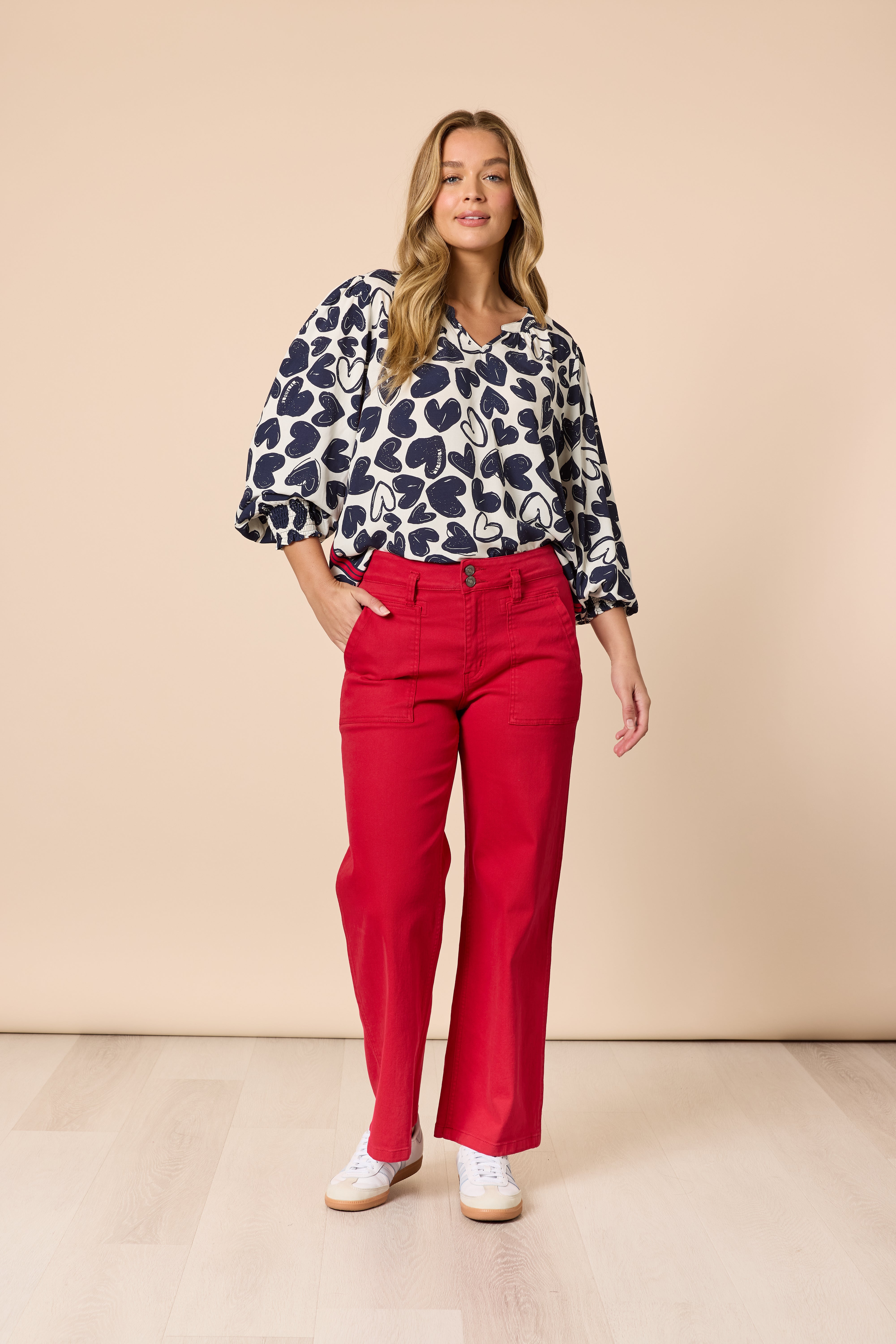 Gordon Smith Hudson High Rise Wide Leg Jean - Red