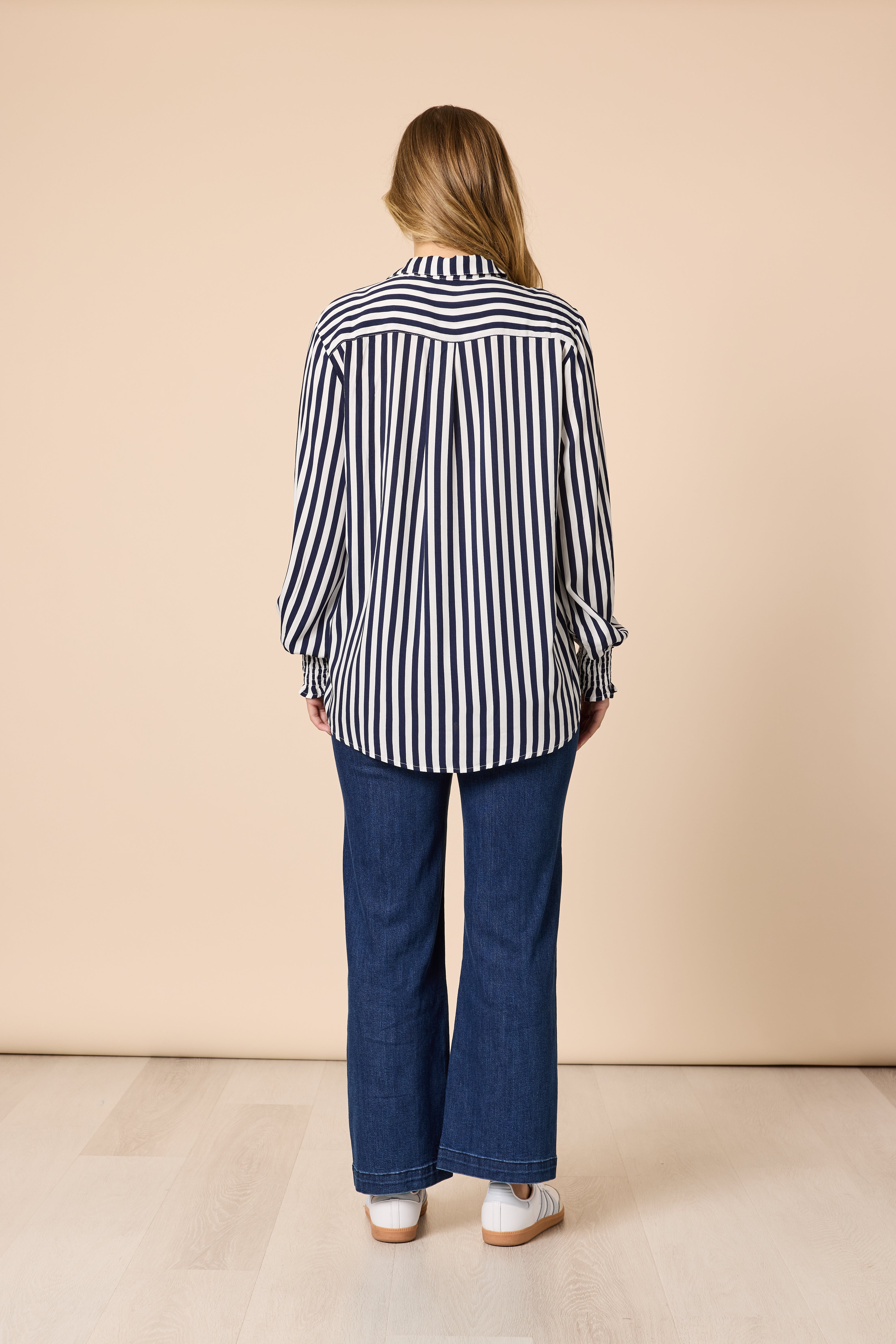 Threadz Amour Stripe Print Shirt - Navy/White