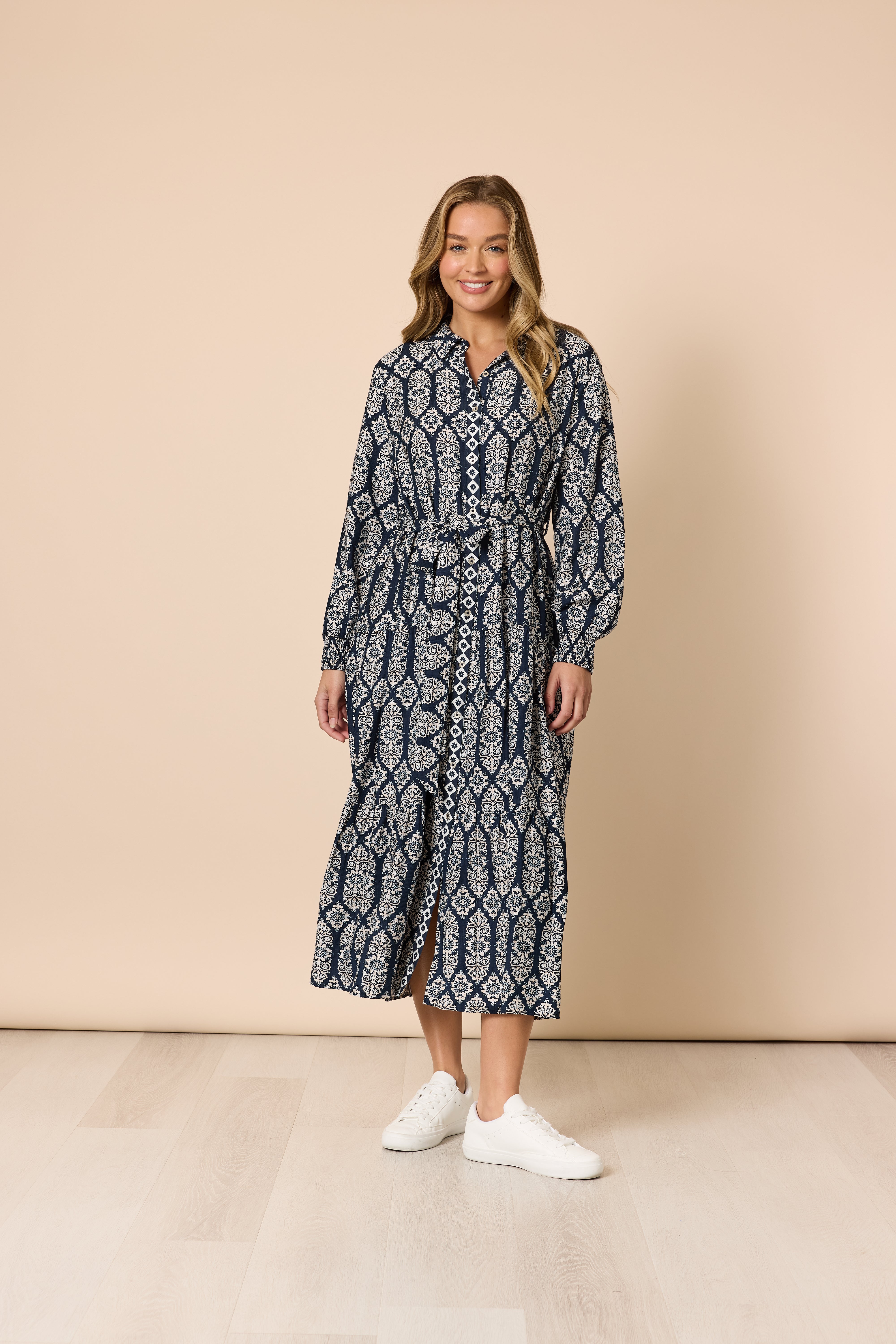 Threadz Lola Print Dress - Navy/White