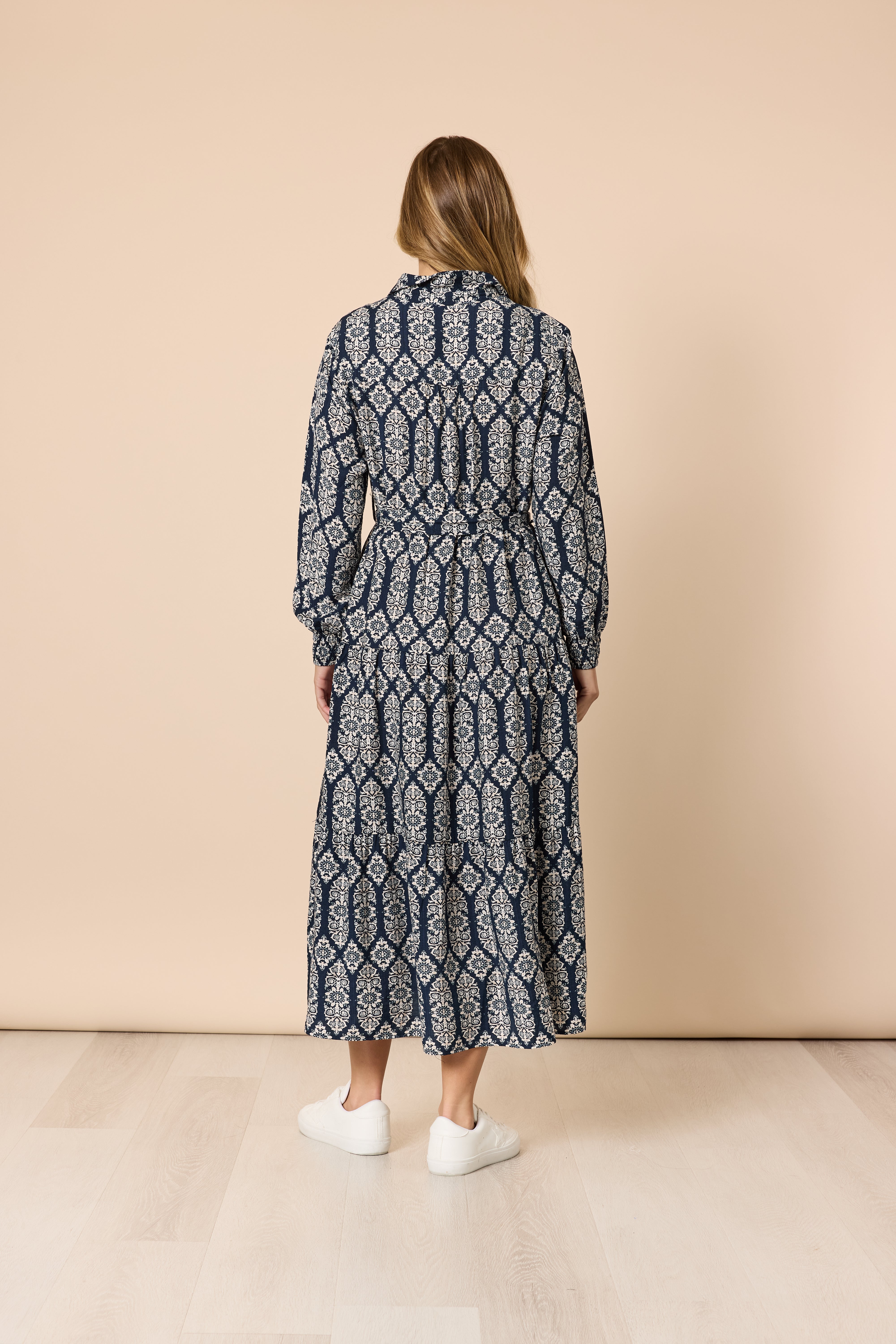 Threadz Lola Print Dress - Navy/White