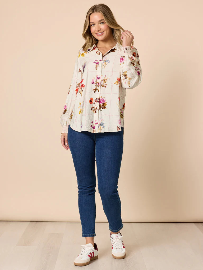 Threadz Central Park Floral Print Shirt - Natural Multi