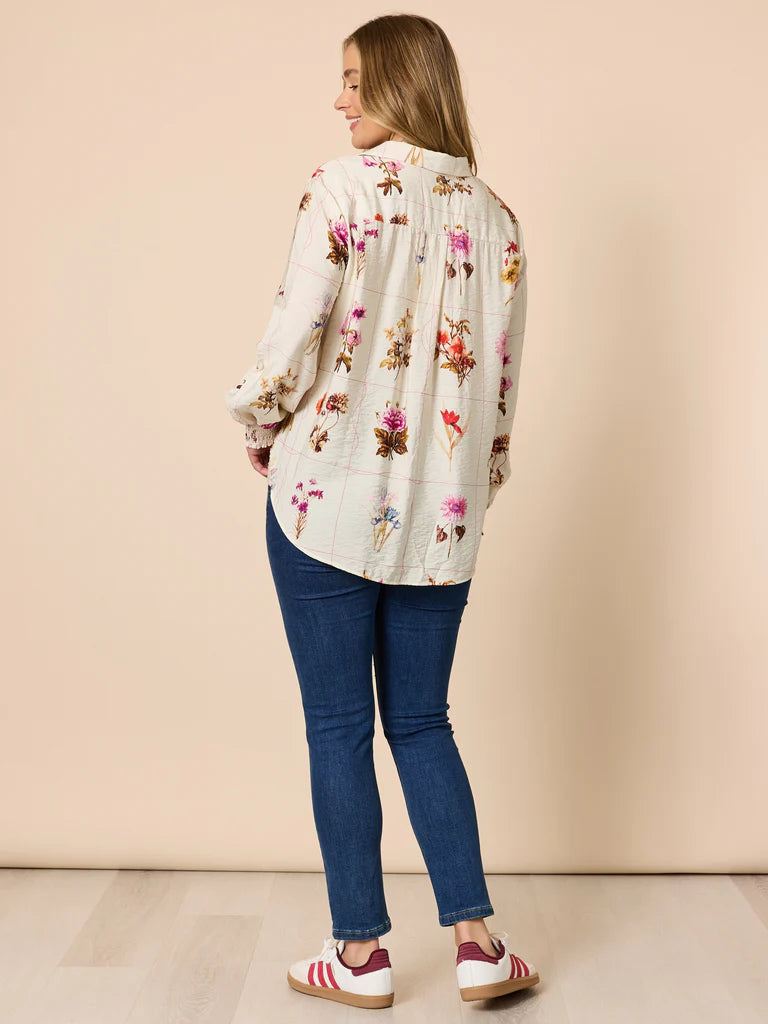 Threadz Central Park Floral Print Shirt - Natural Multi