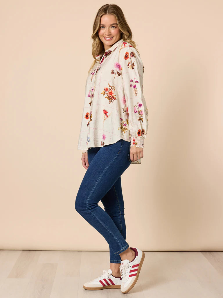 Threadz Central Park Floral Print Shirt - Natural Multi