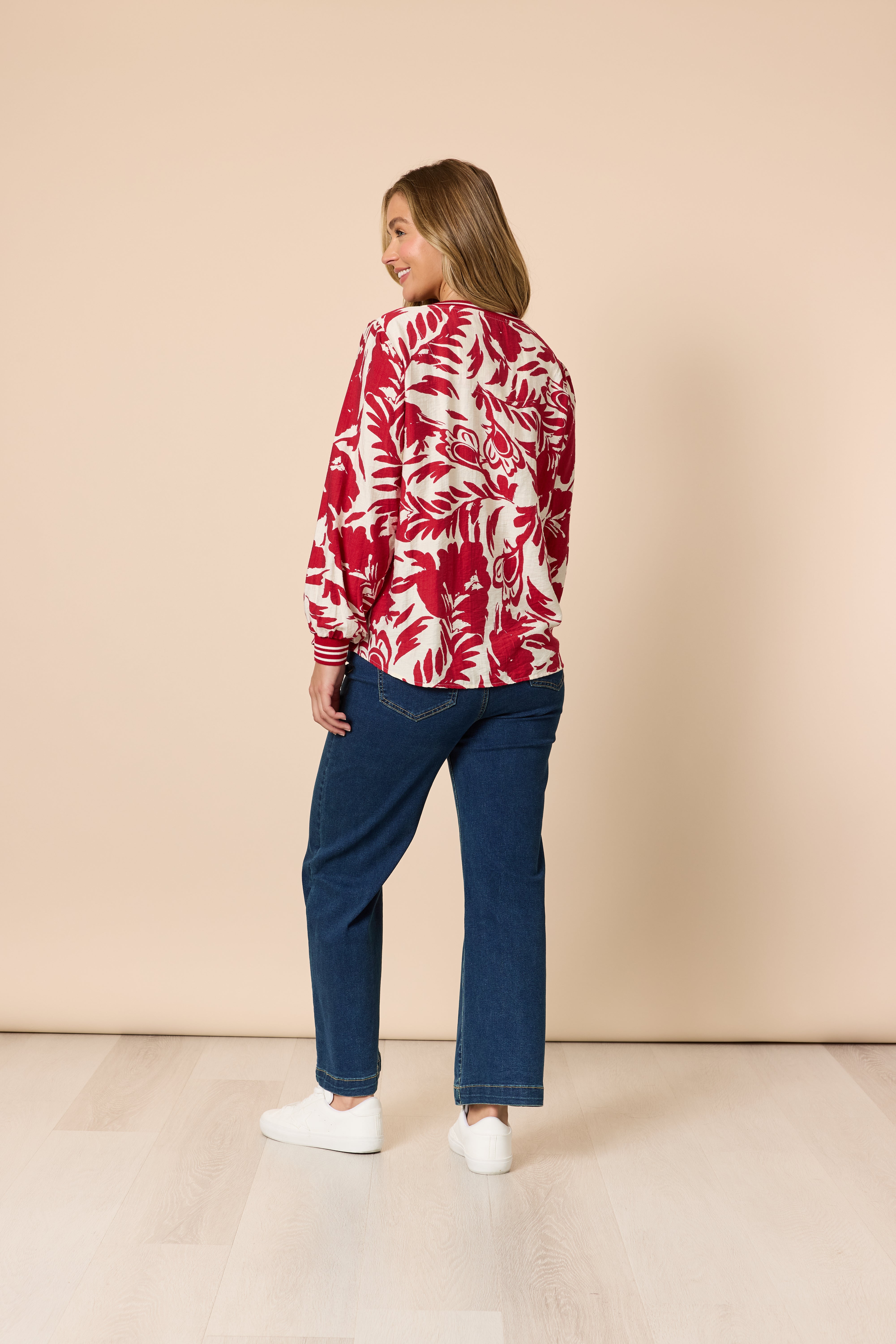 Threadz Moulin Rouge Top - Red/Ivory