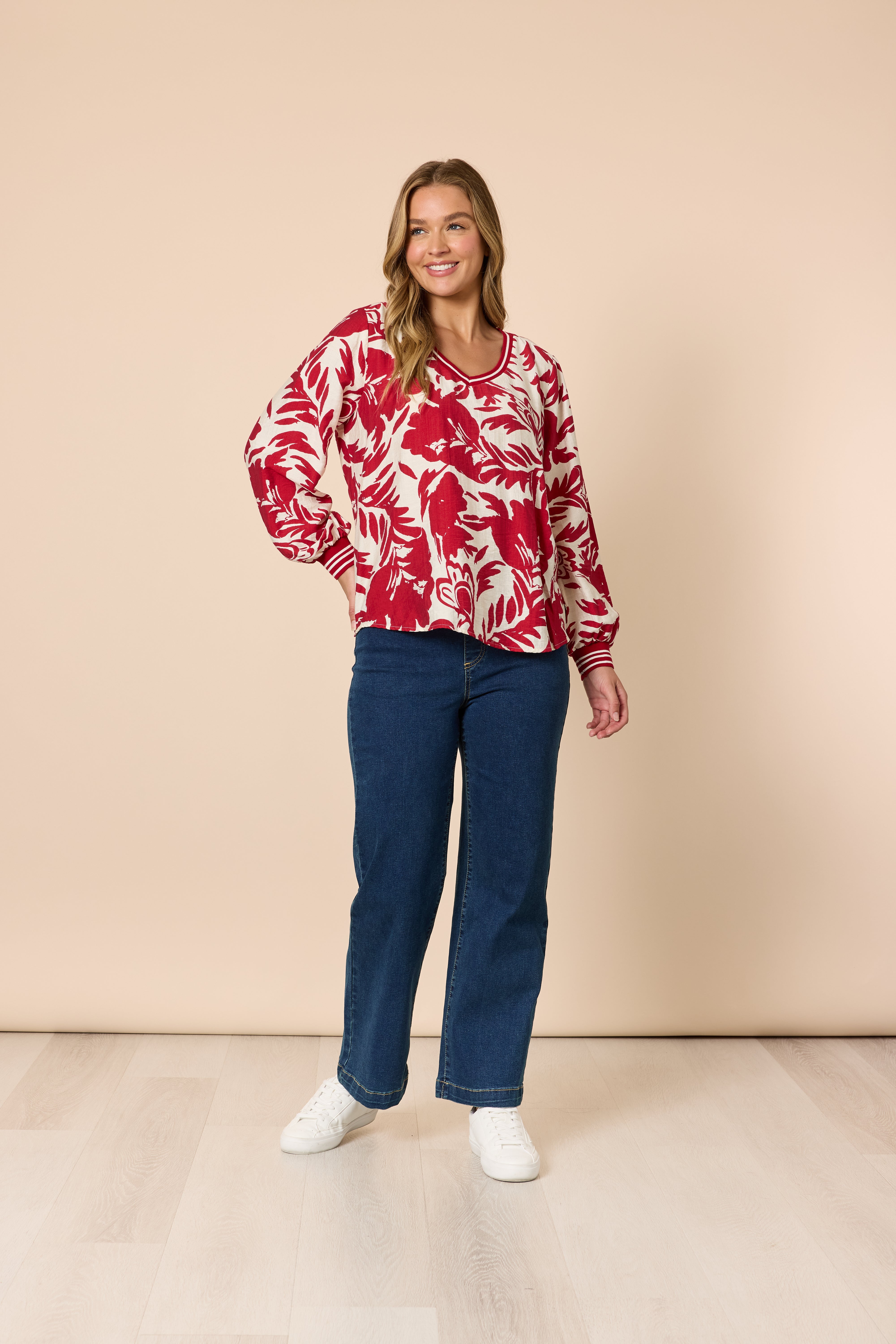 Threadz Moulin Rouge Top - Red/Ivory