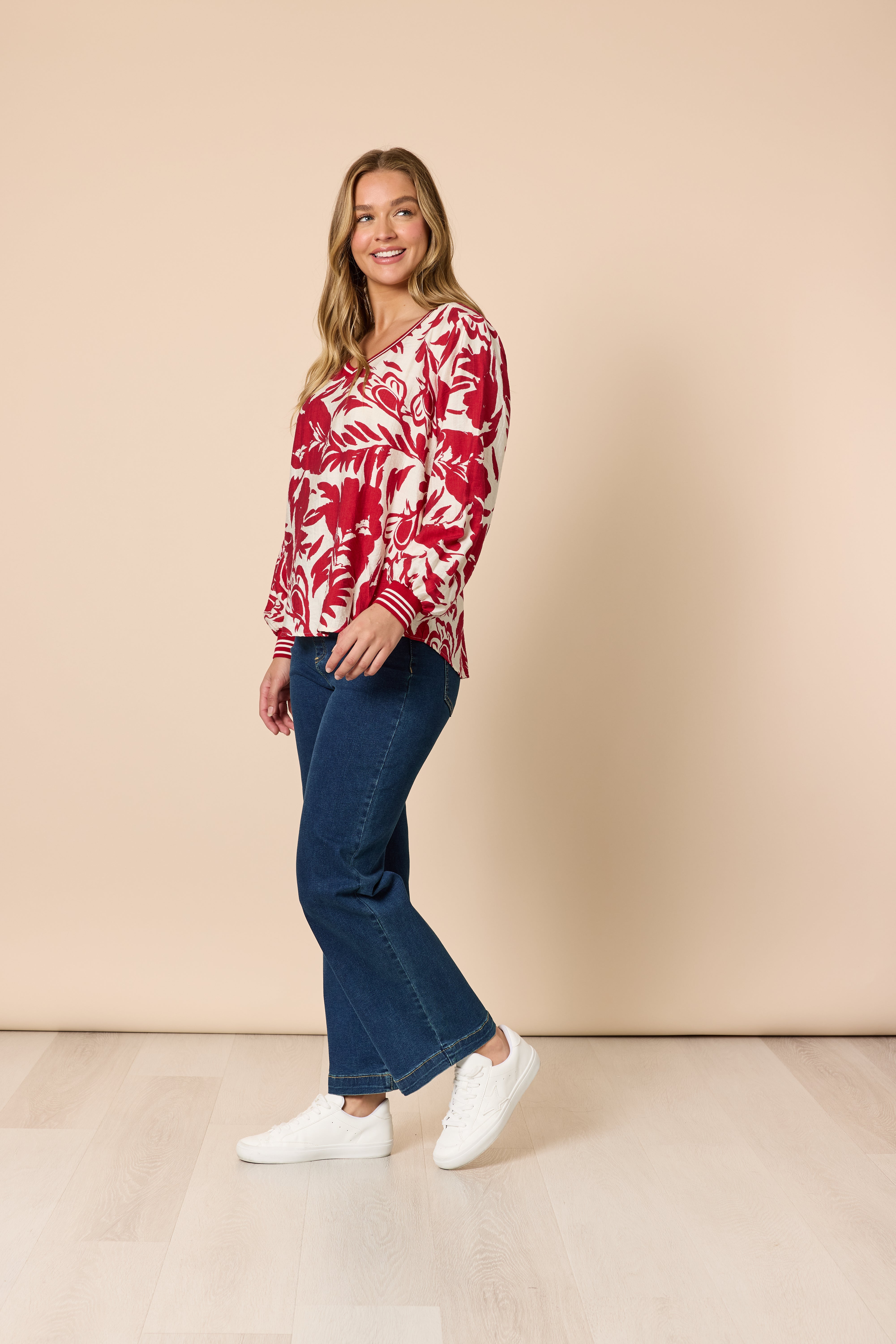 Threadz Moulin Rouge Top - Red/Ivory