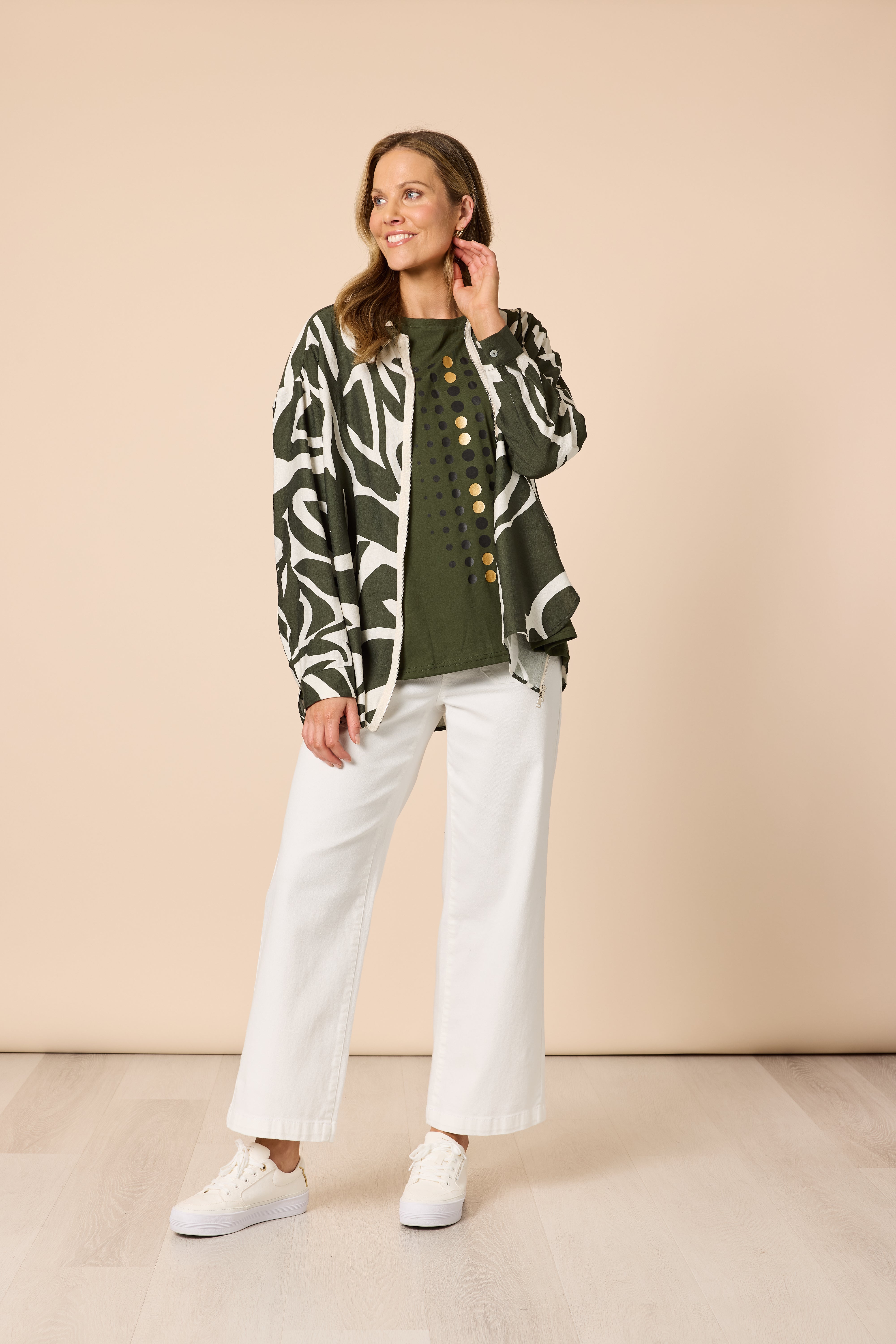 Clarity Elise Spot Top - Khaki