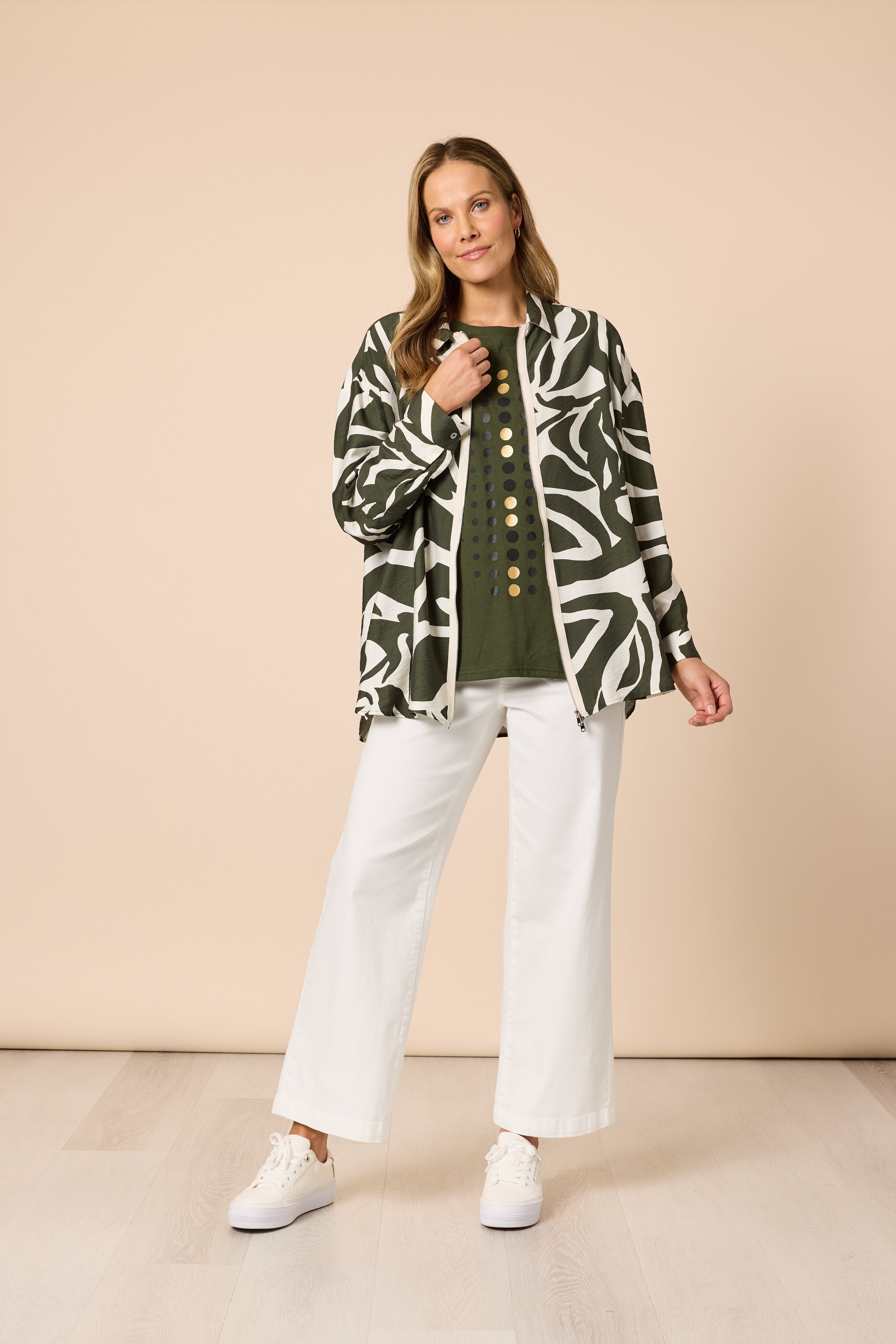 Clarity Lyon Print Jacket - Khaki/Ivory