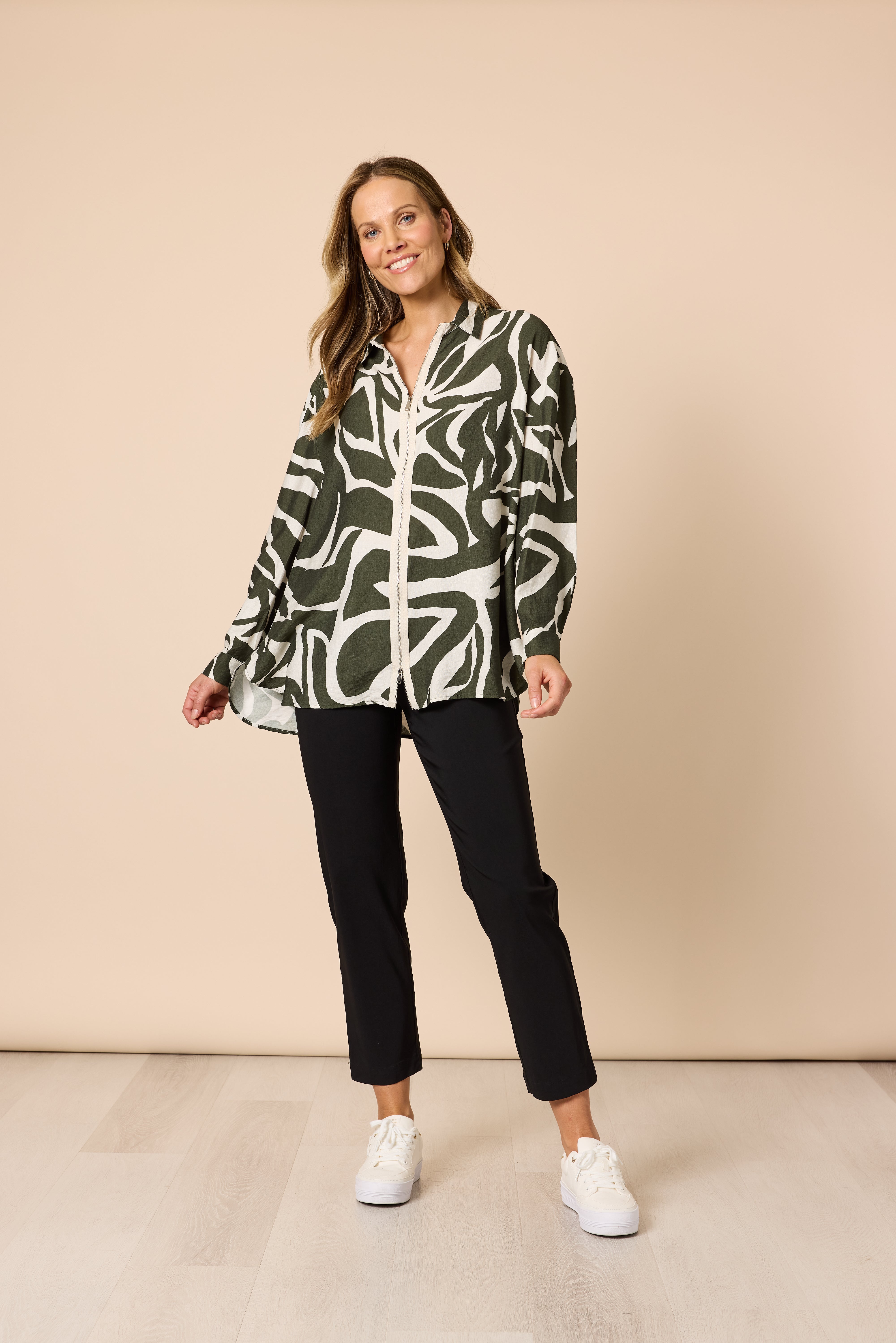 Clarity Lyon Print Jacket - Khaki/Ivory