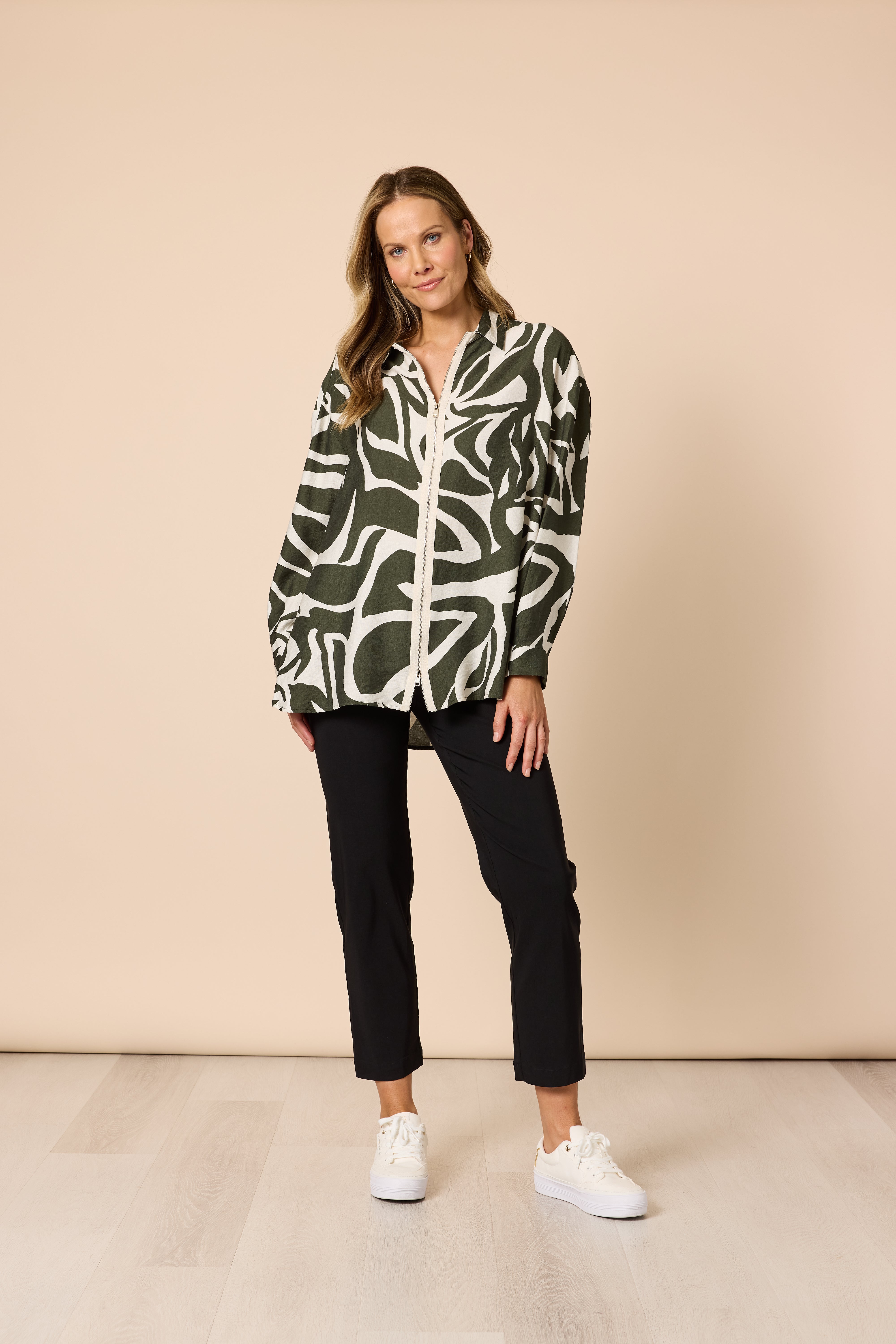 Clarity Lyon Print Jacket - Khaki/Ivory