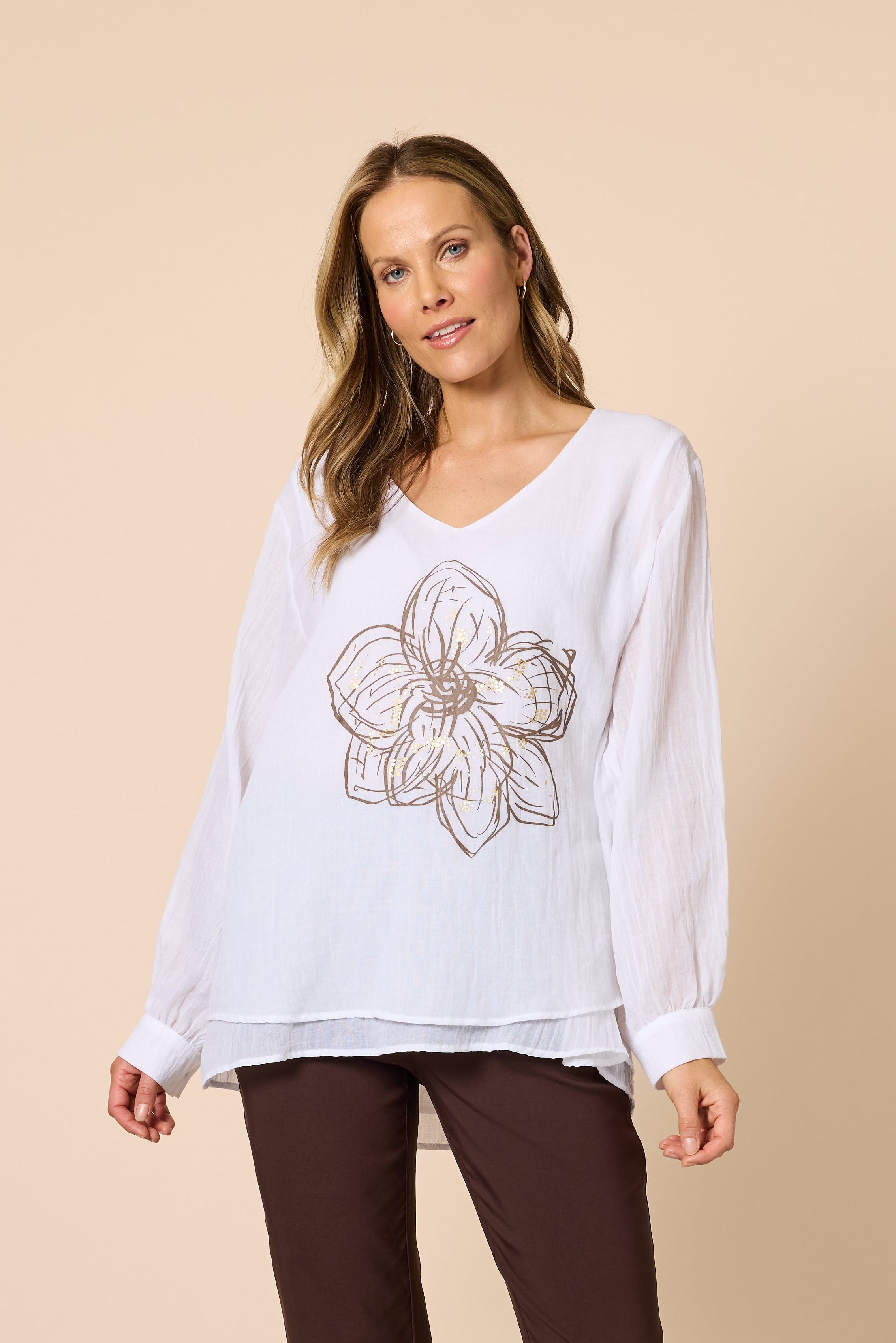 Clarity Fleur Top - White/Gold