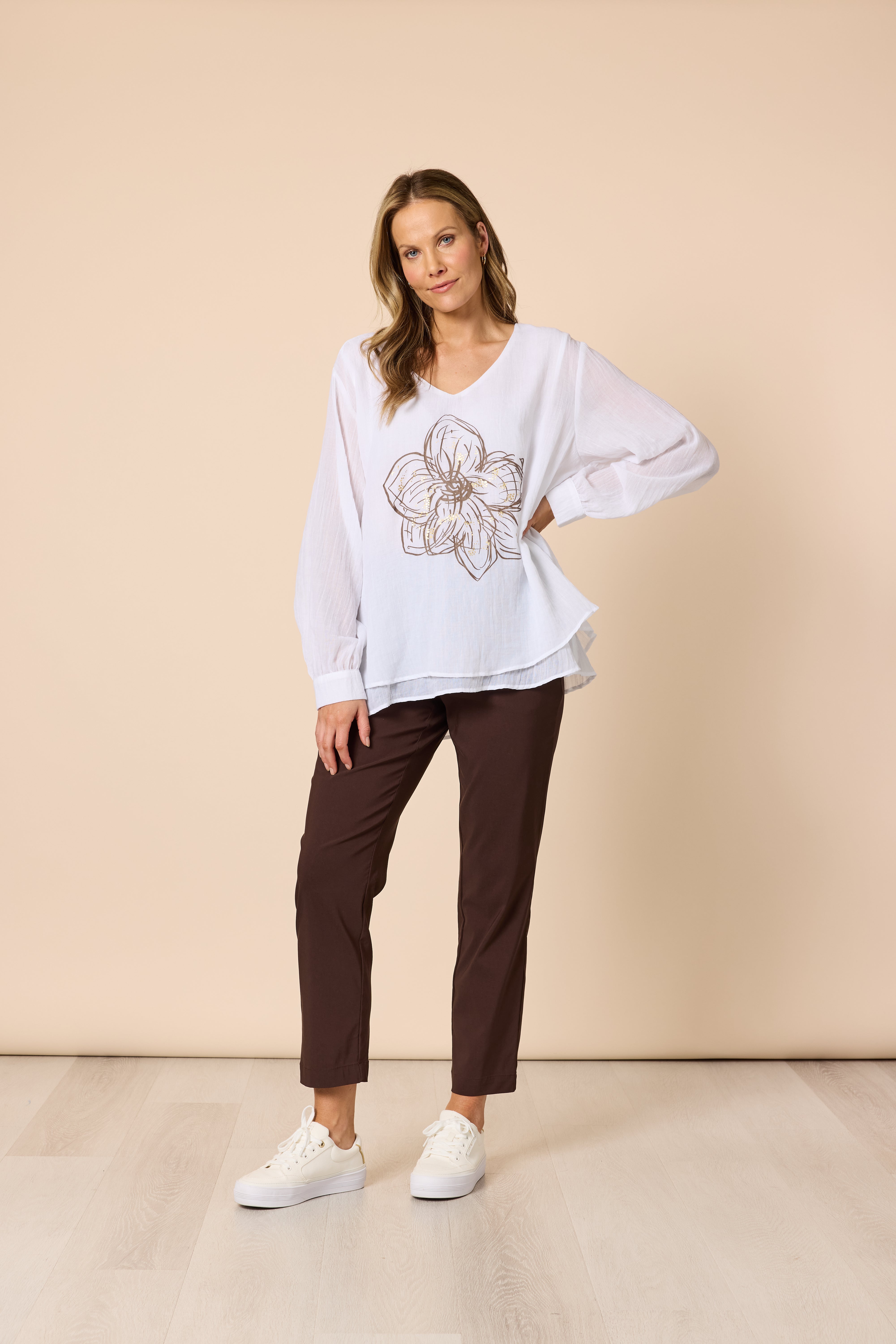 Clarity Fleur Top - White/Gold