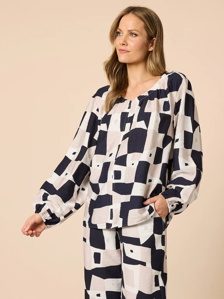 Clarity Rive Gauche Top - Navy Multi