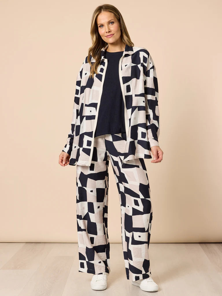 Clarity Rive Gauche Shacket - Navy Multi