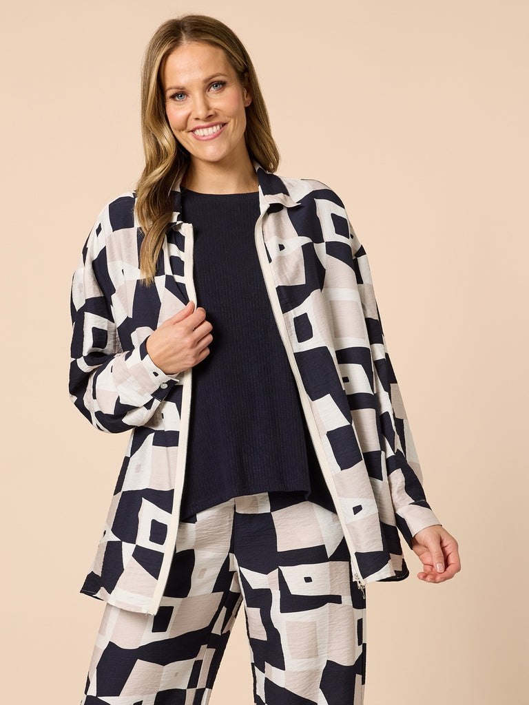 Clarity Rive Gauche Shacket - Navy Multi