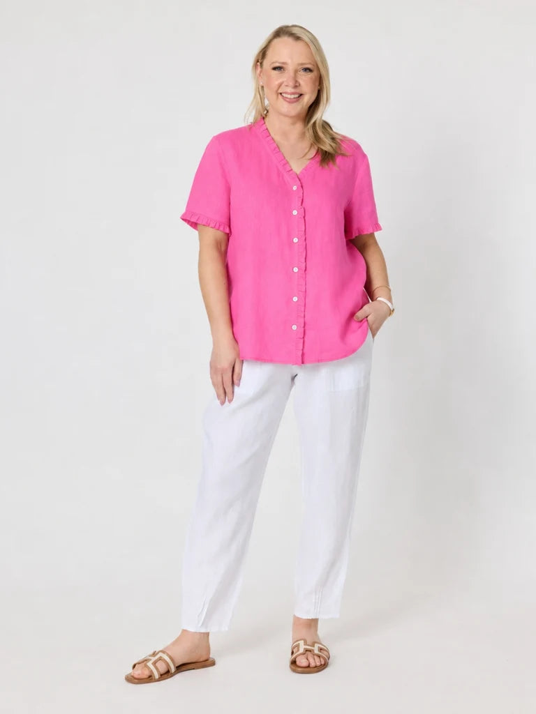 Gordon Smith Audrey Linen Top - Raspberry