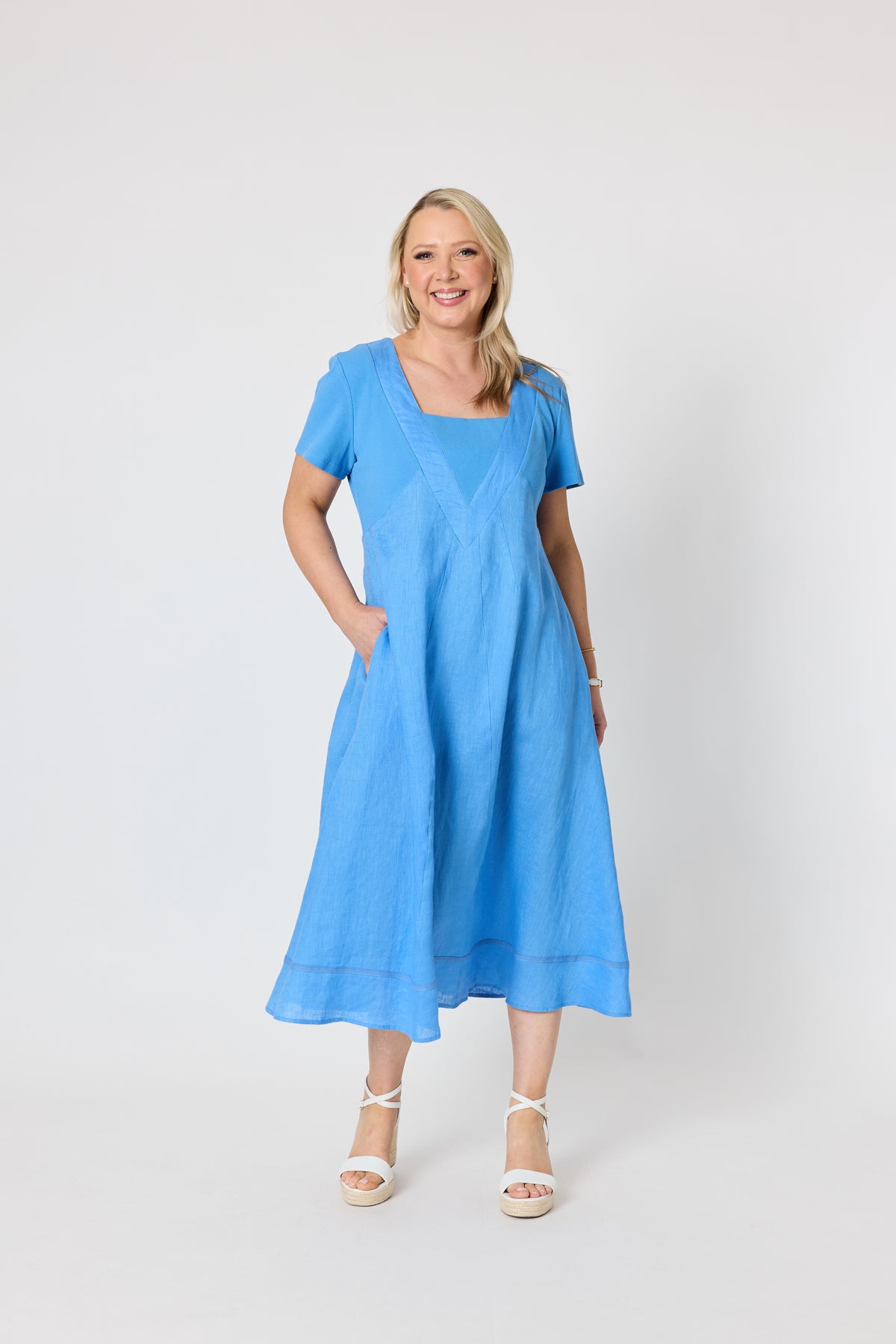 Gordon Smith Lino Le Marais Dress - Cornflower
