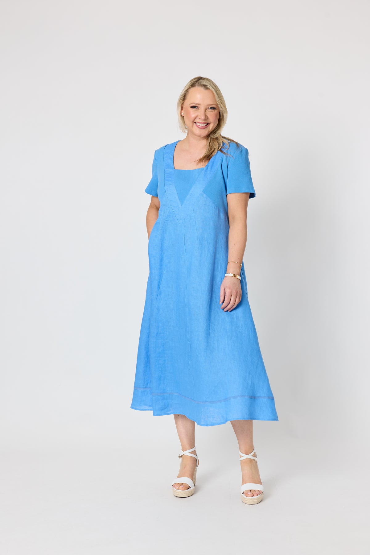 Gordon Smith Lino Le Marais Dress - Cornflower