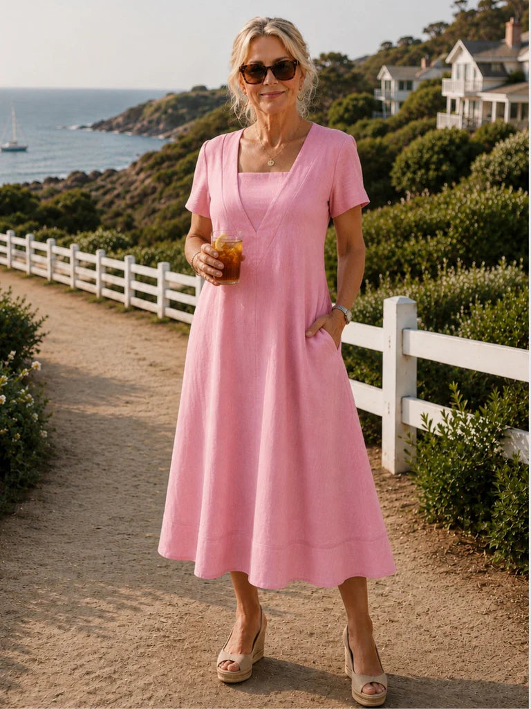 Gordon Smith Le Marais Linen Midi Dress - Musk