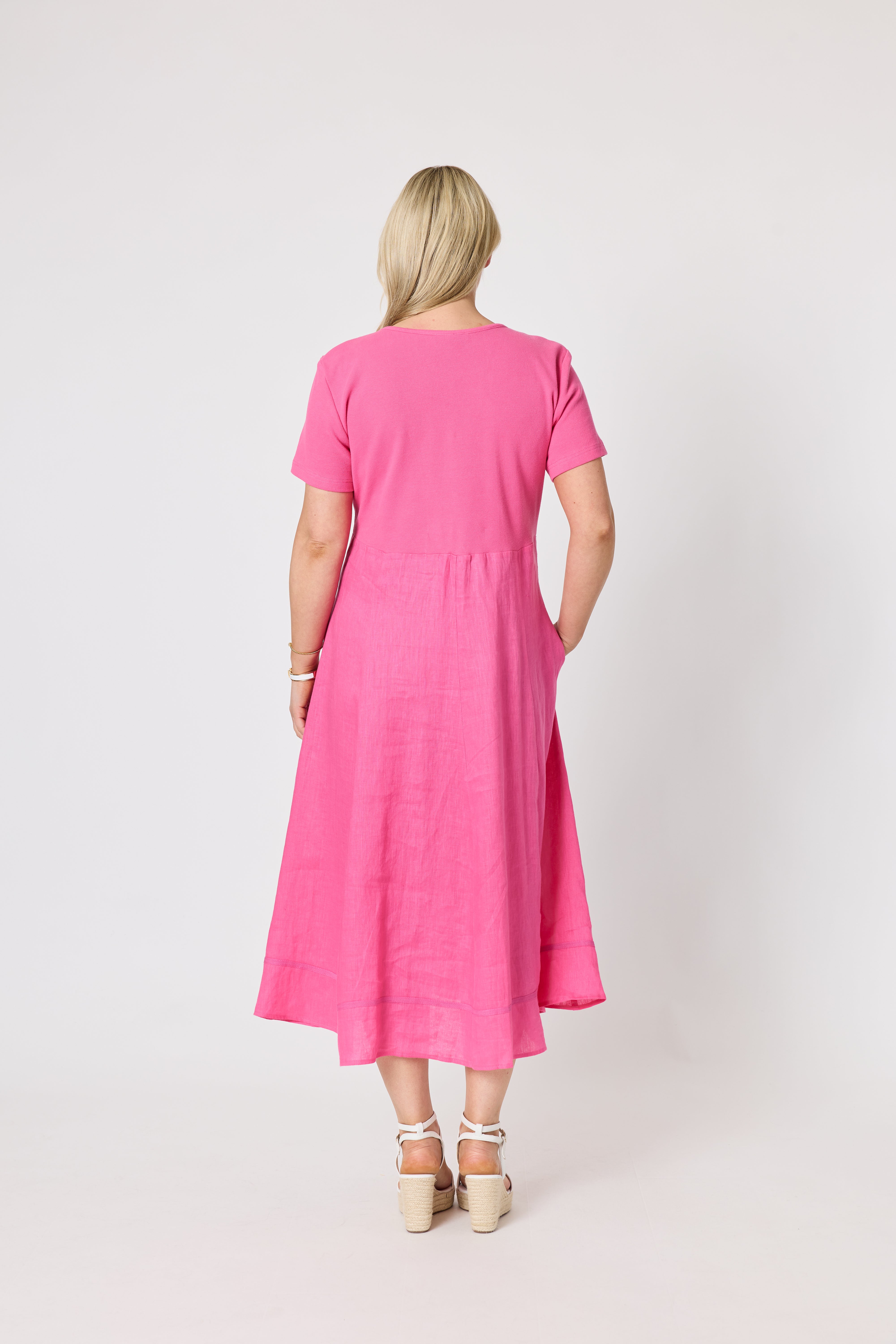 Gordon Smith Le Marais Linen Midi Dress - Raspberry