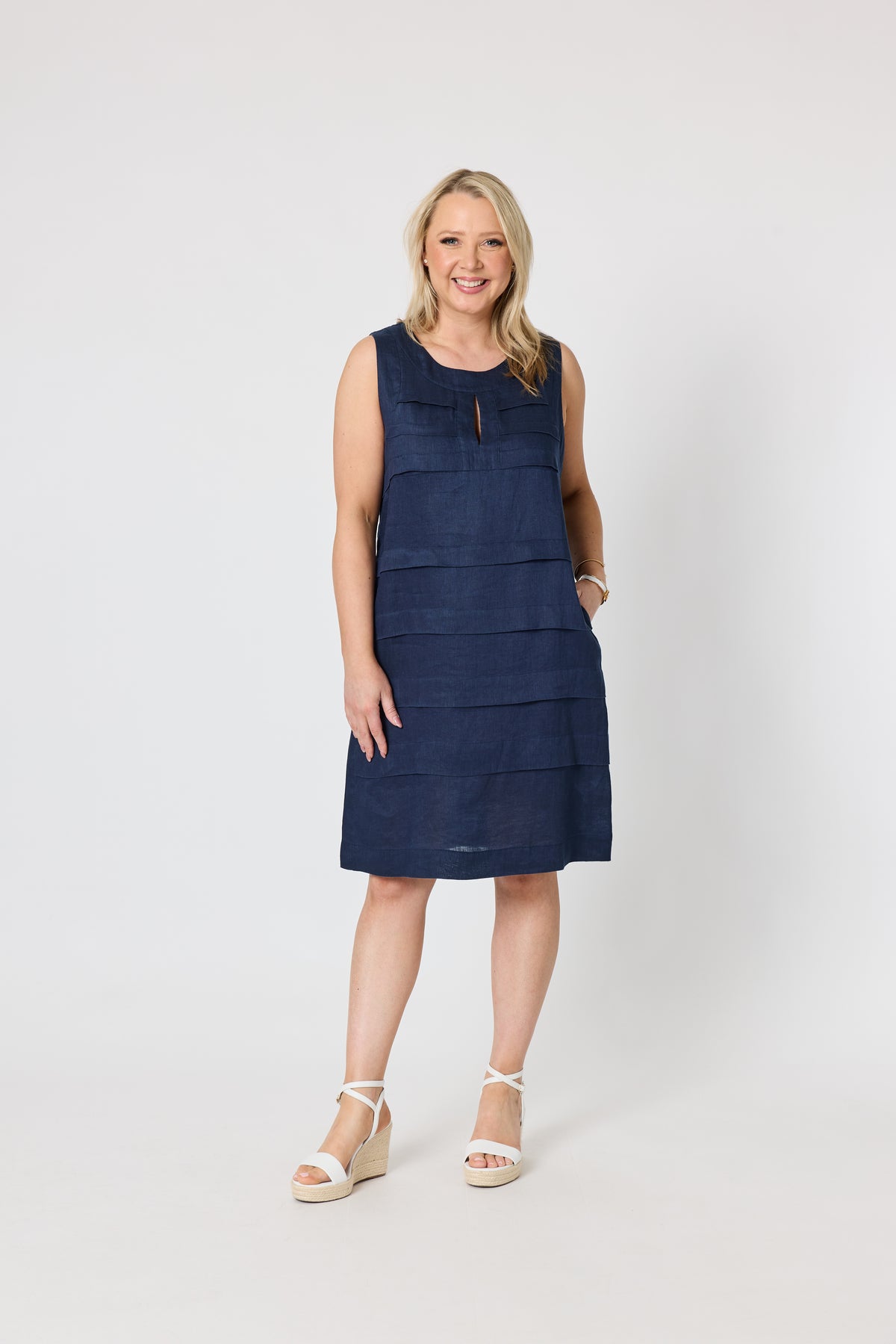 Gordon Smith Amalfi Linen Dress - Navy