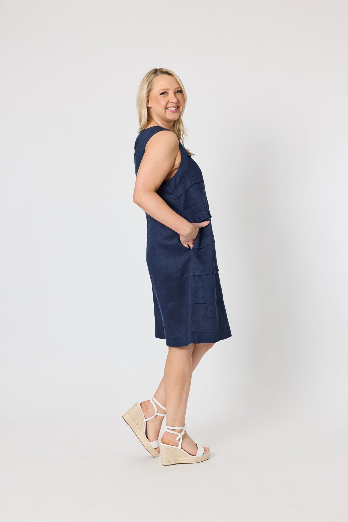 Gordon Smith Amalfi Linen Dress - Navy