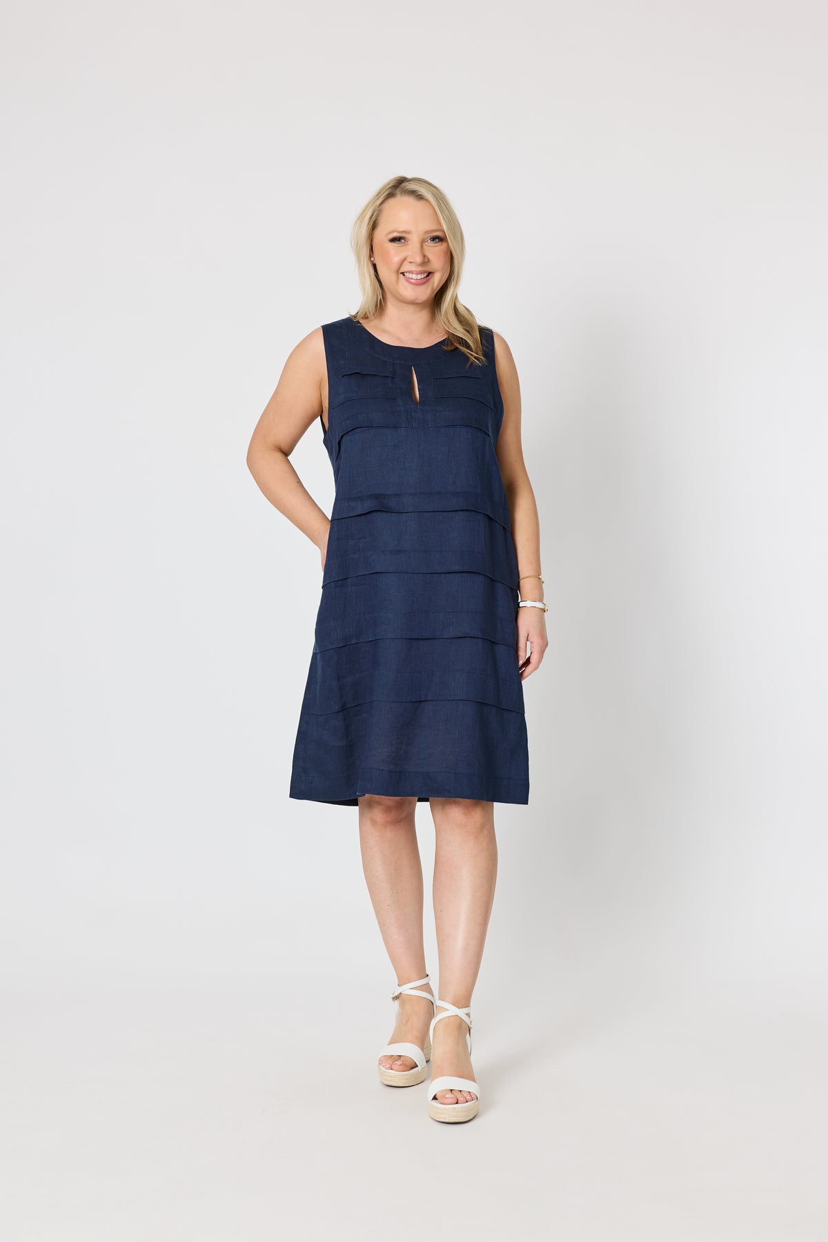 Gordon Smith Amalfi Linen Dress - Navy