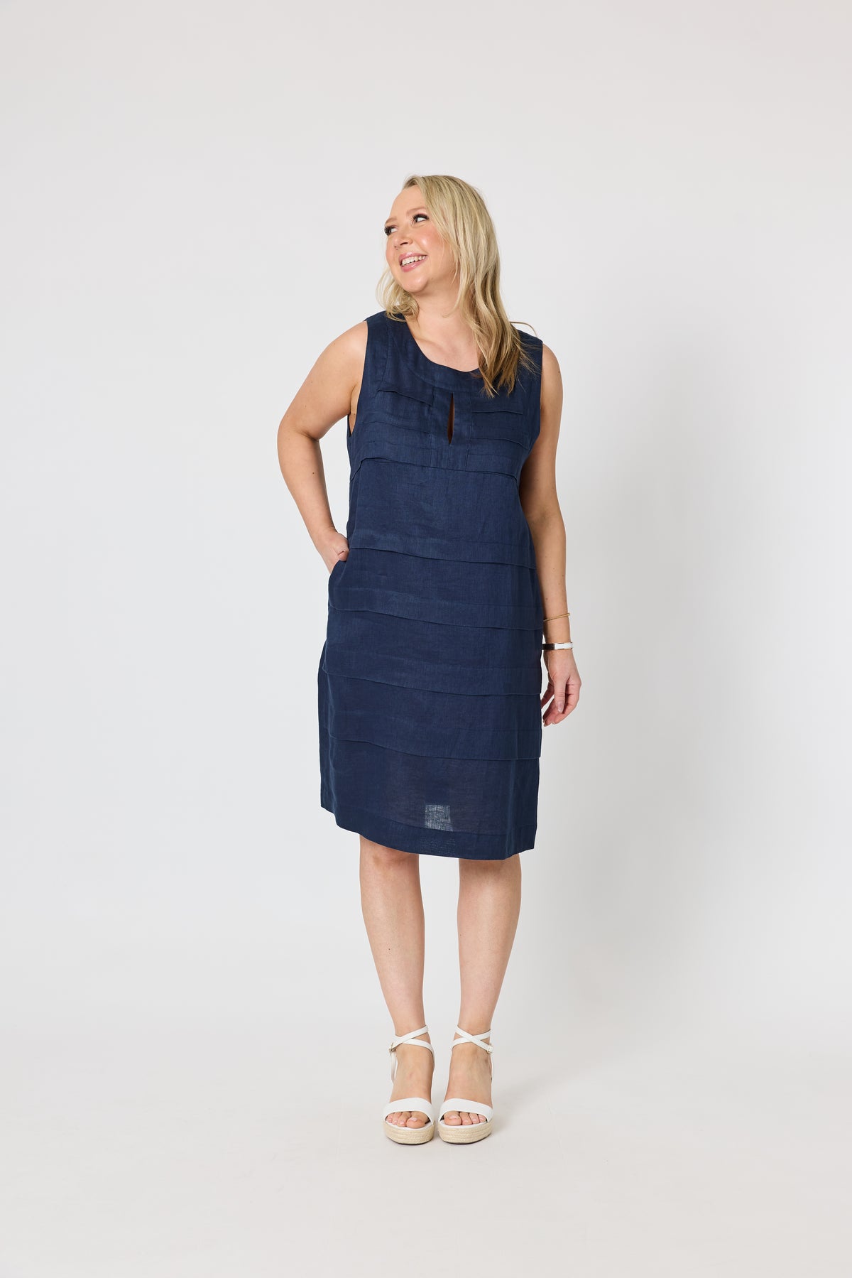 Gordon Smith Amalfi Linen Dress - Navy