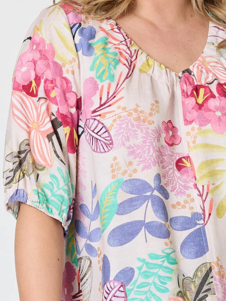 Gordon Smith Desert Rose Floral Print Top - Pink/Multi