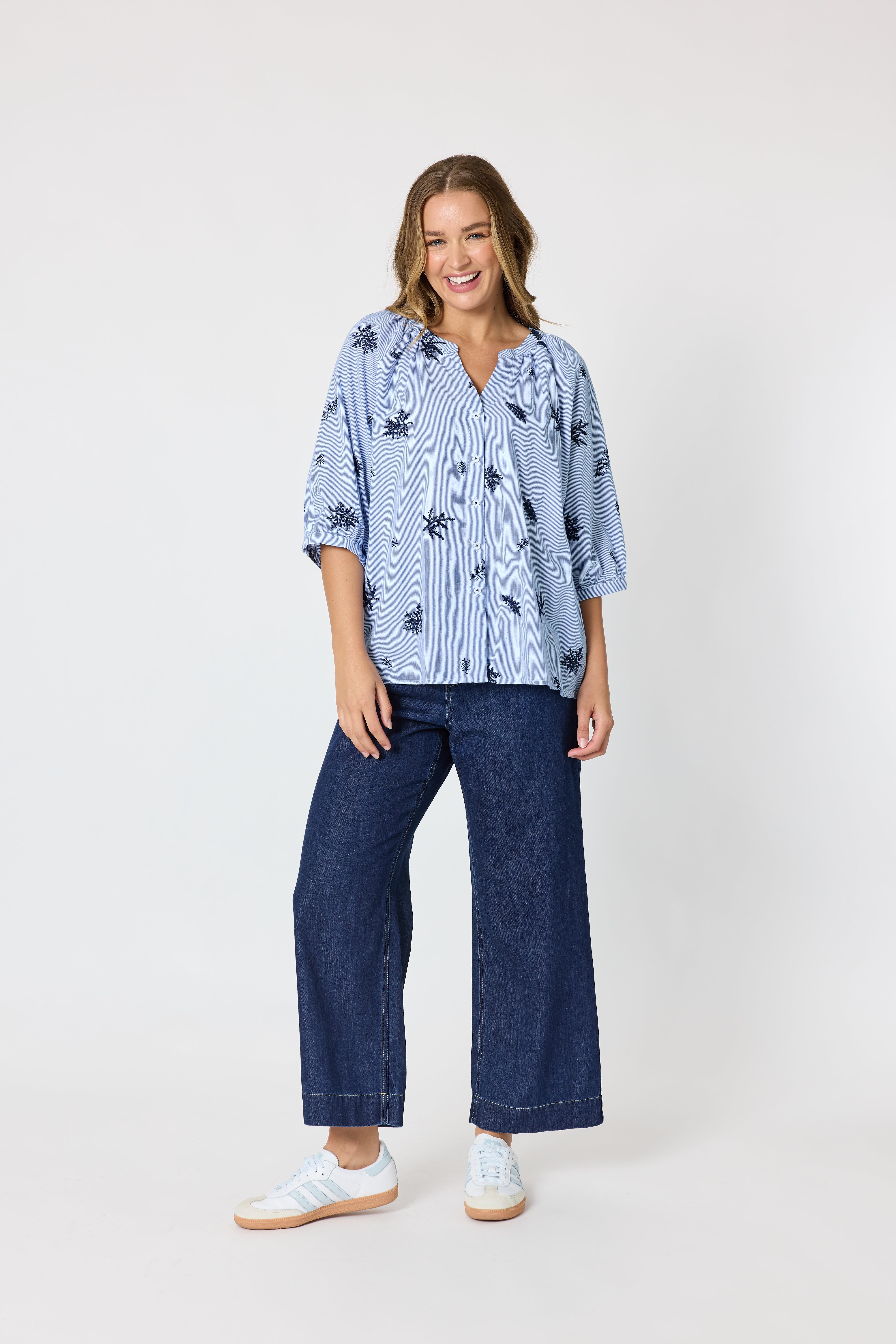 Threadz Botanica Shirt - Navy/White