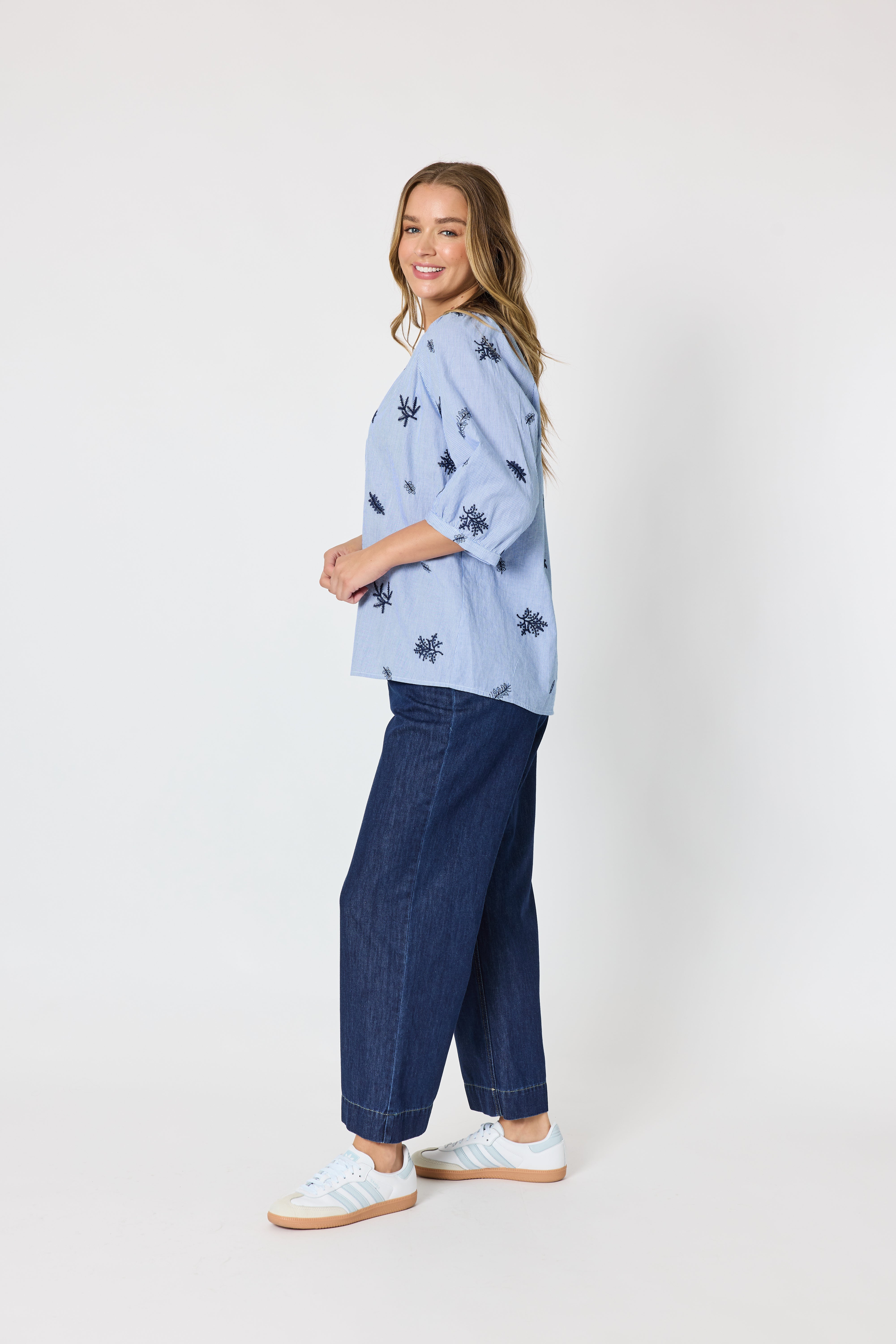 Threadz Botanica Shirt - Navy/White