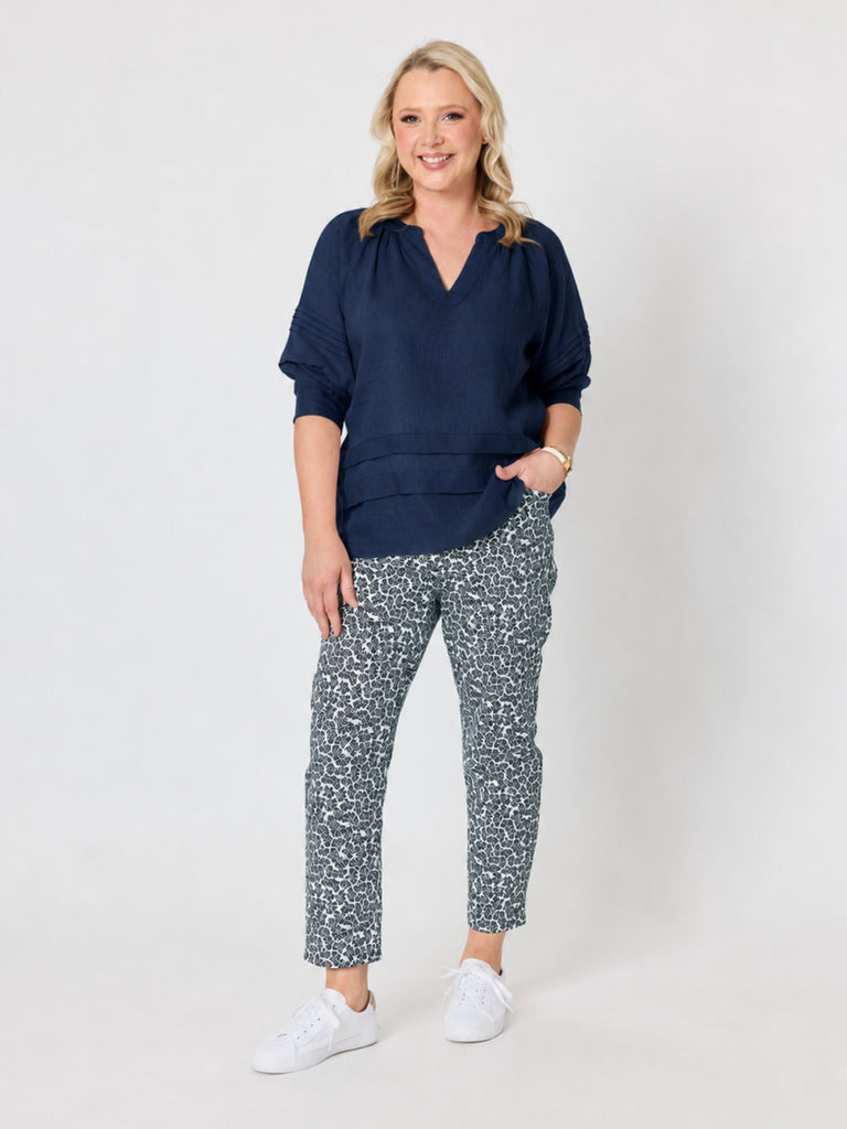 Gordon Smith Kate Linen Top - Navy
